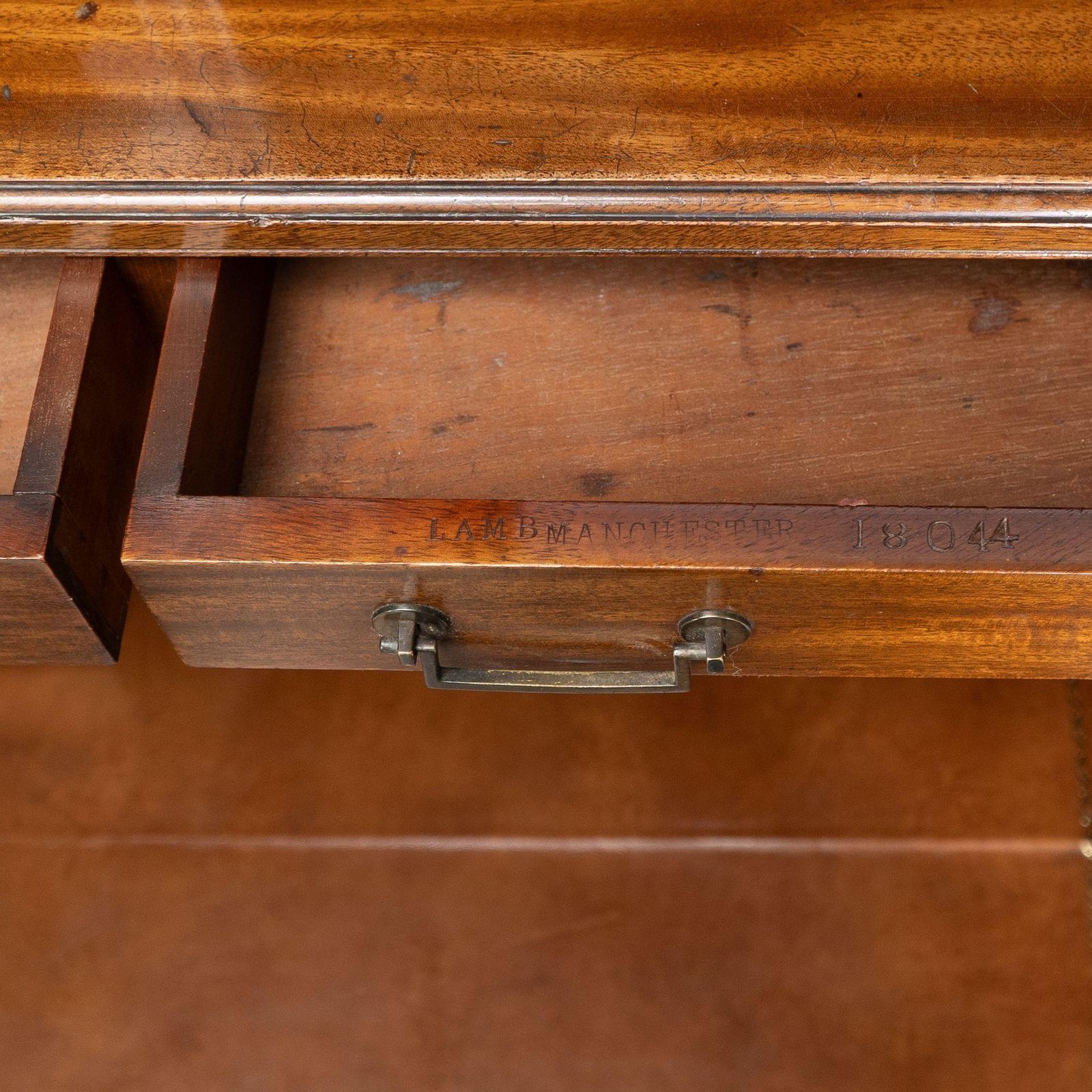 photo vintage Lambs Of Manchester. An Anglo Japanese Secretaire Bookcase With Lacquered Panel