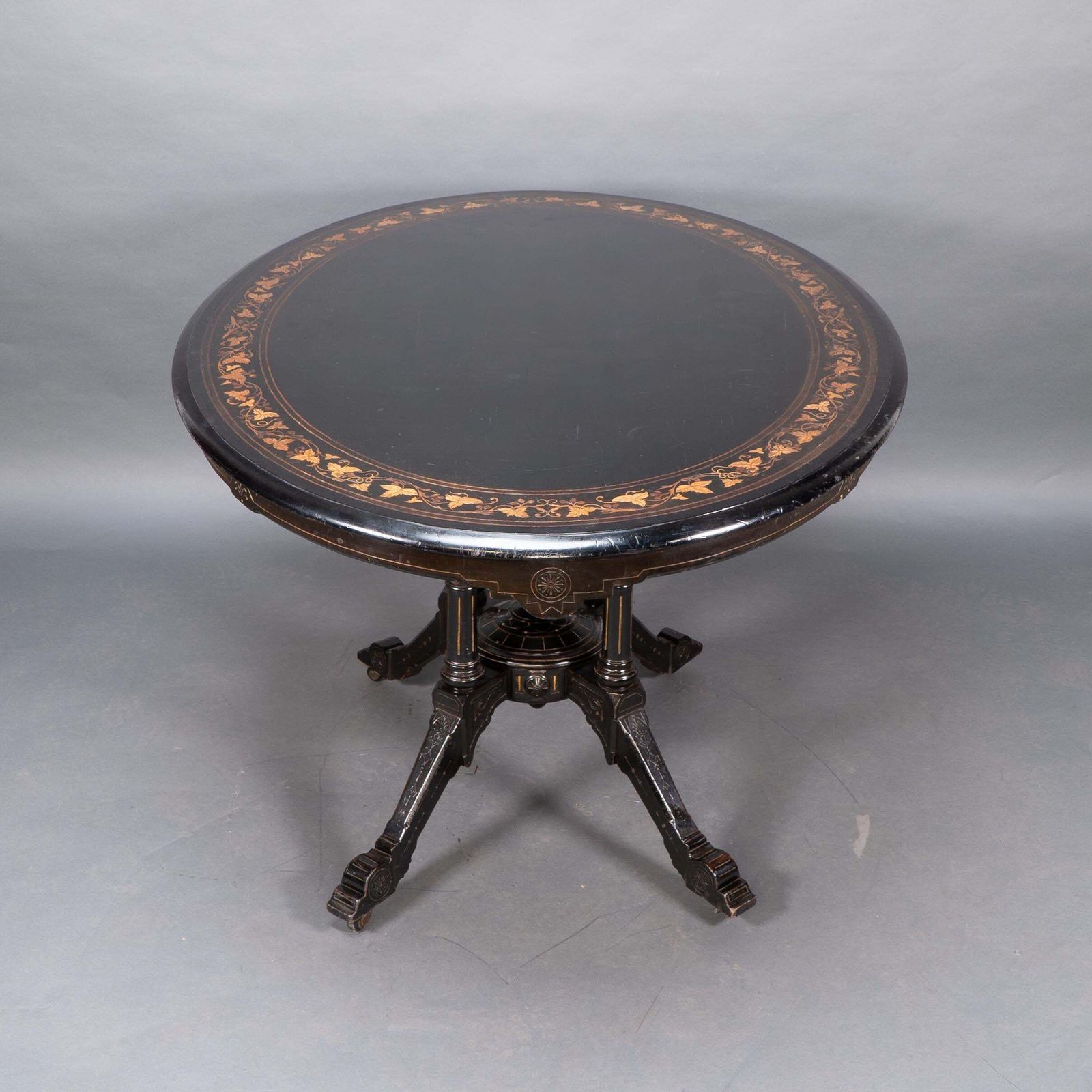 Gillows Attr. An Aesthetic Movement Tilt Top Dining Table With Floral Inlays photo Furniture