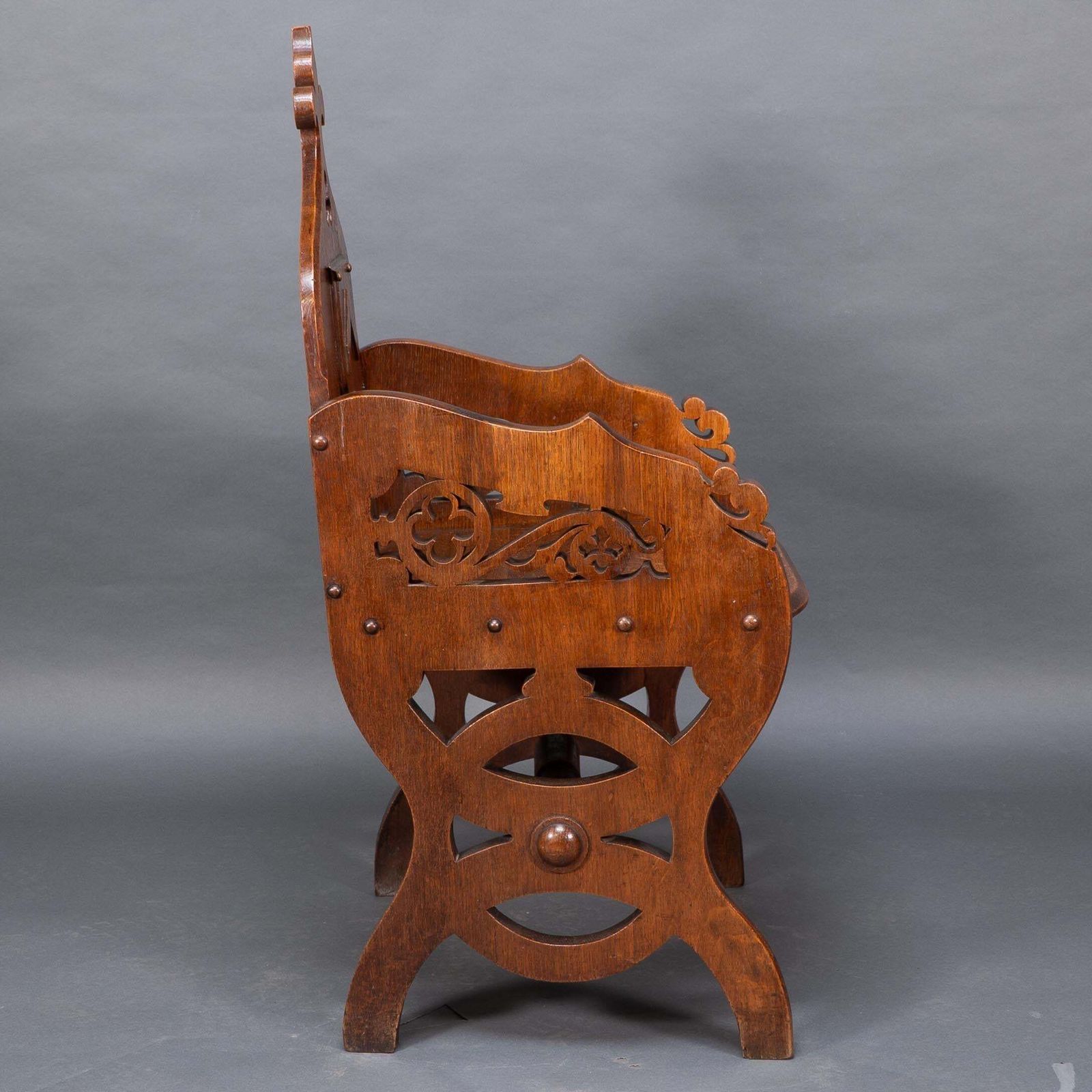 A High Gothic Revival Oak Armchair With Carved And Fretwork Sides photo 3672.0
