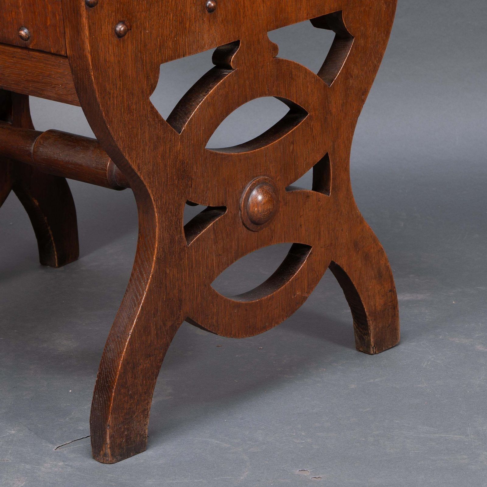 3672.0 A High Gothic Revival Oak Armchair With Carved And Fretwork Sides photo
