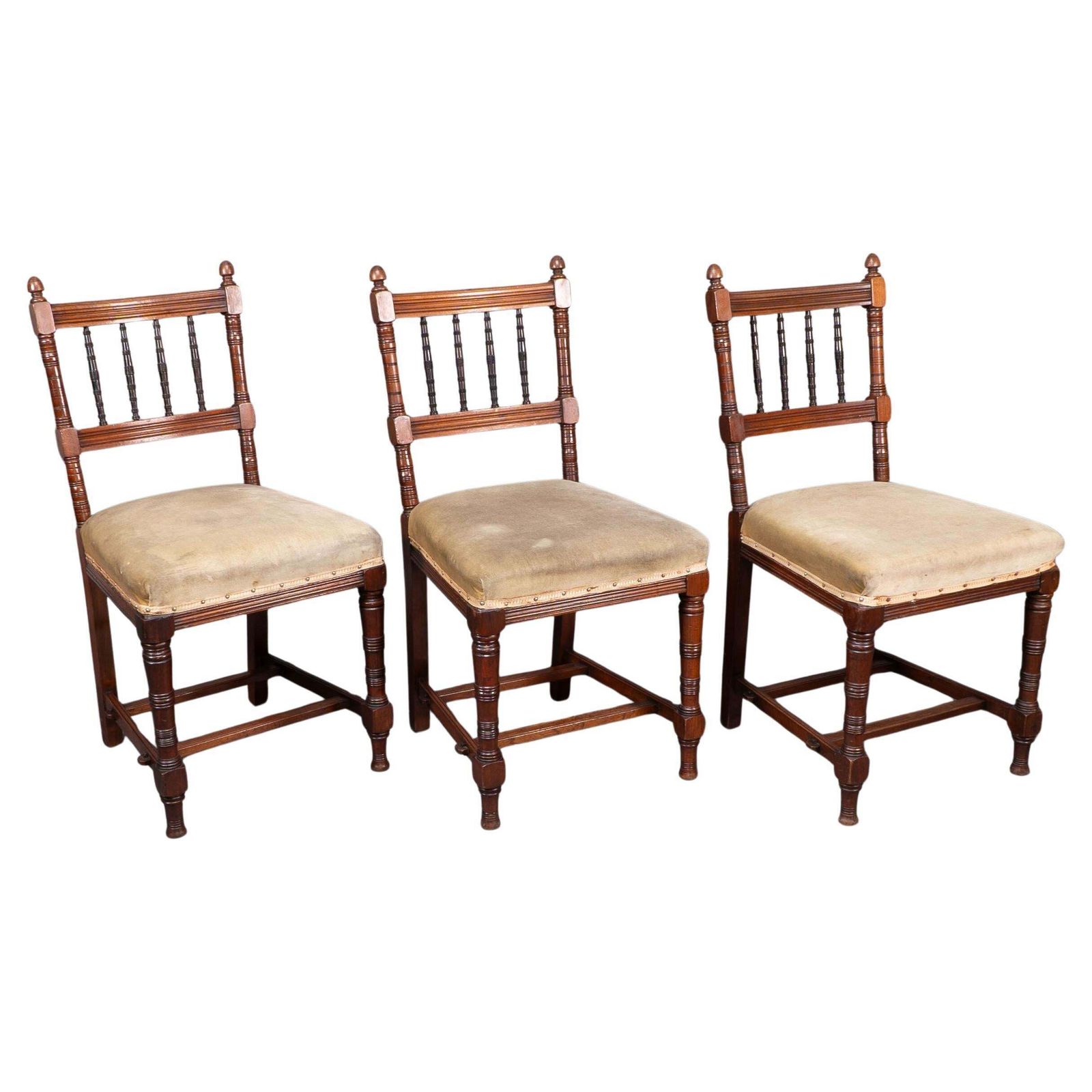 Charles Mills & Sons. Three Aesthetic Movement Side Chairs W. Ebonized Turnings