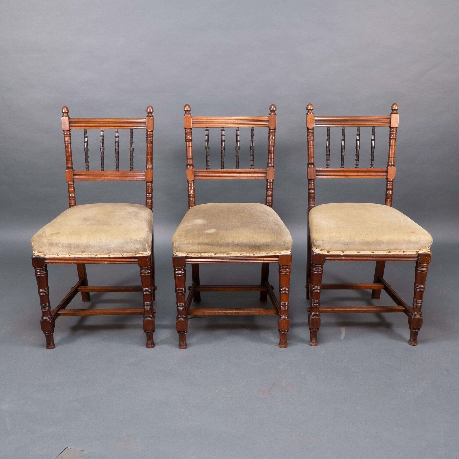 Charles Mills & Sons. Three Aesthetic Movement Side Chairs W. Ebonized Turnings photo furniture