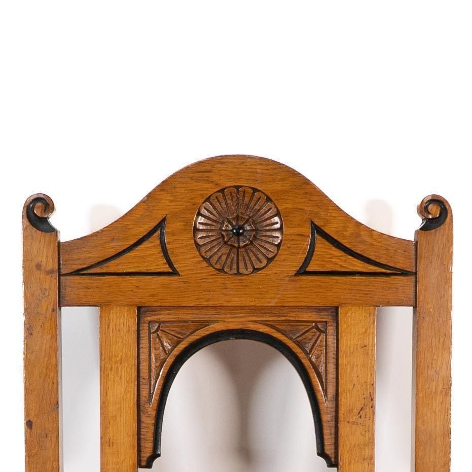 Alfred Waterhouse Attributed For James Lamb. A Gothic Revival Oak Hall Chair photo vintage