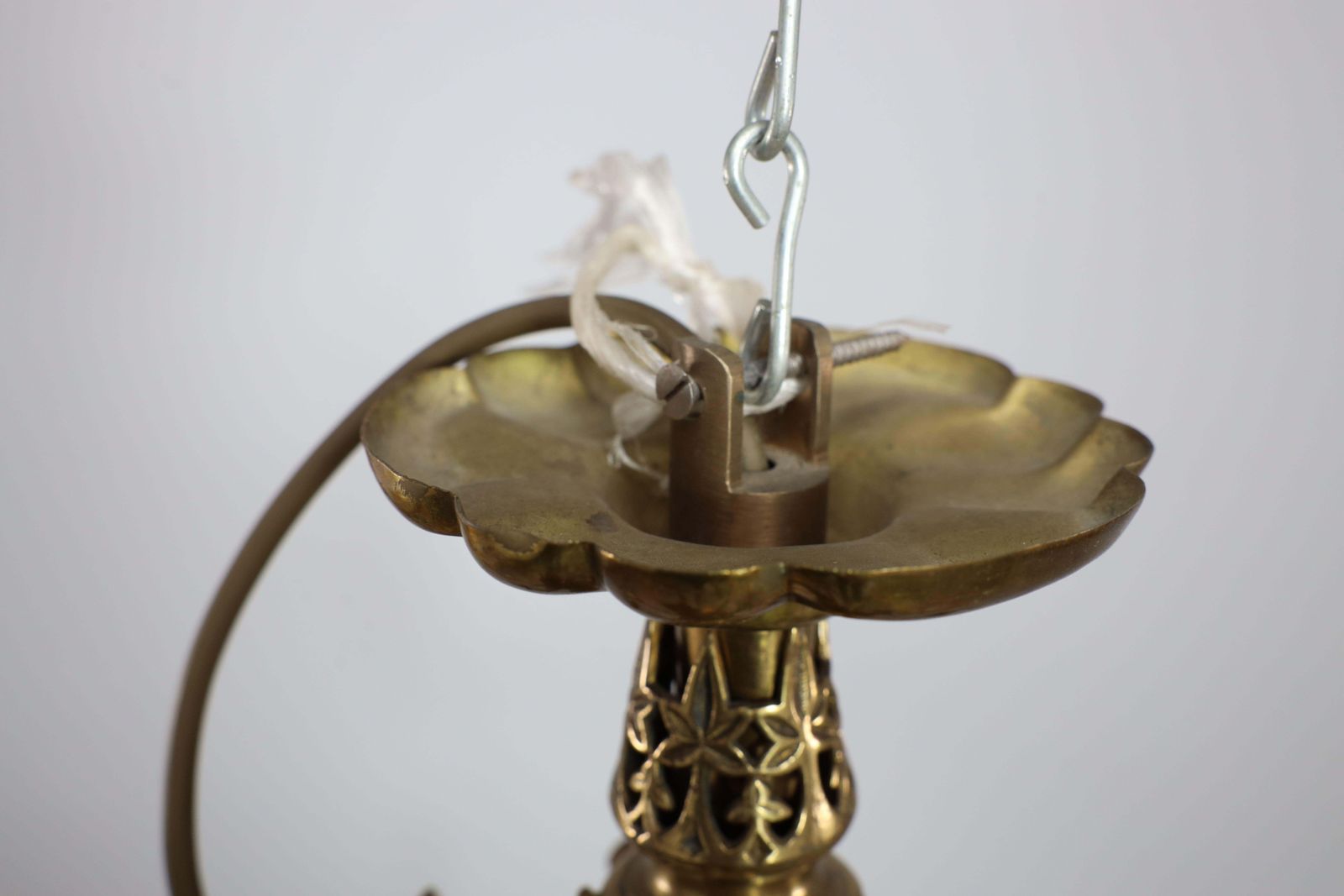 DR Christopher Dresser (Manner). An Aesthetic Movement Brass Five Arm Chandelier photo Lighting