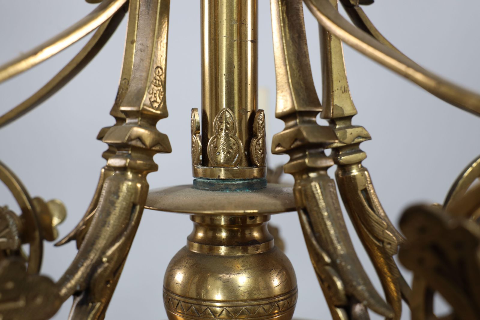 Lighting DR Christopher Dresser (Manner). An Aesthetic Movement Brass Five Arm Chandelier photo