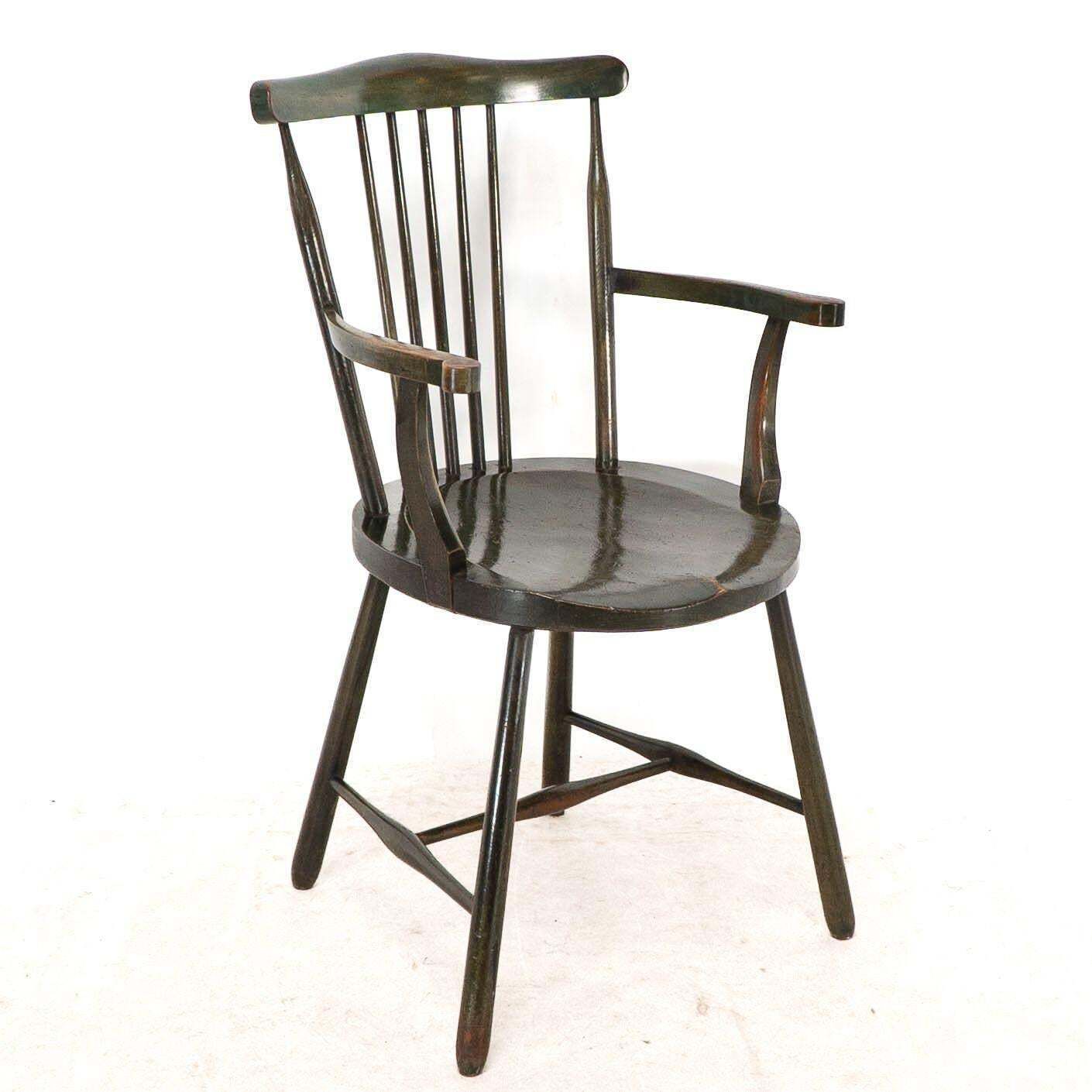 Liberty And Co. Set Of Six Arts And Crafts Walnut Windsor Armchairs photo for sale