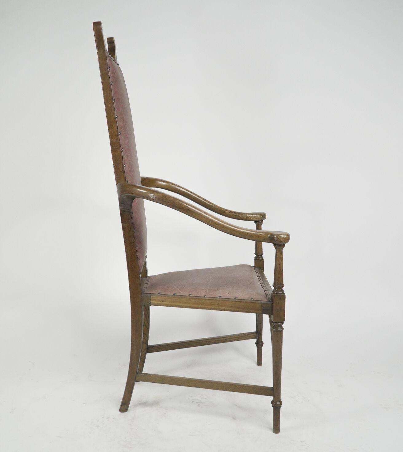 J S Henry. An Ash Arts & Crafts Armchair With An Elongated Back & Curled Ears photo Furniture