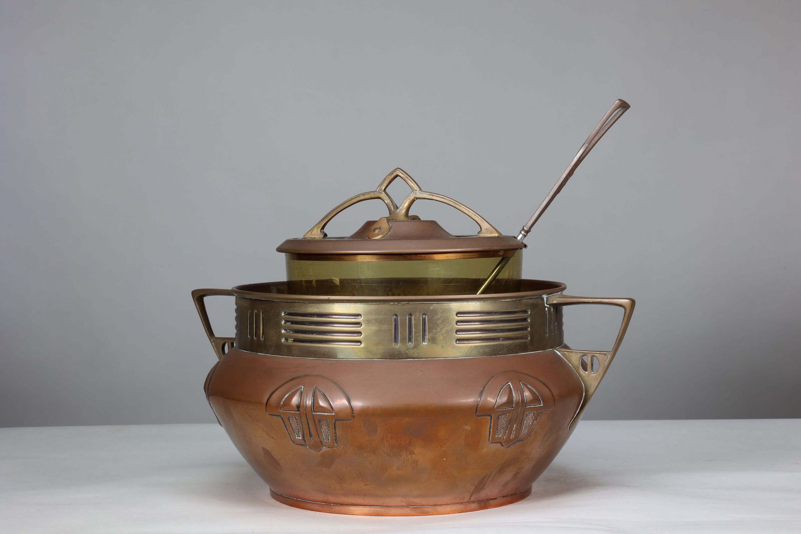 Carl Deffner. An Early Secessionist Style Copper And Brass Punch Bowl And Lid photo Home Decor