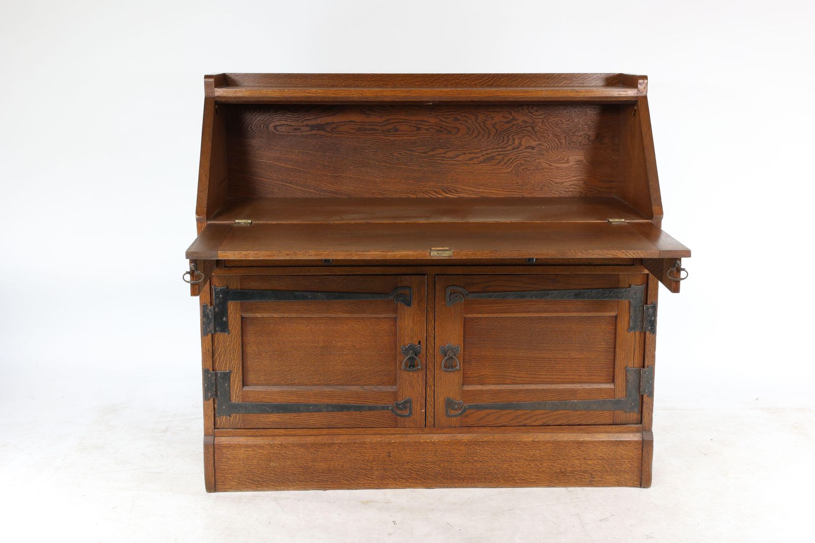 Leonard Wyburd For Liberty & Co. An Arts & Crafts Oak Bureau With Iron Hinges photo Furniture