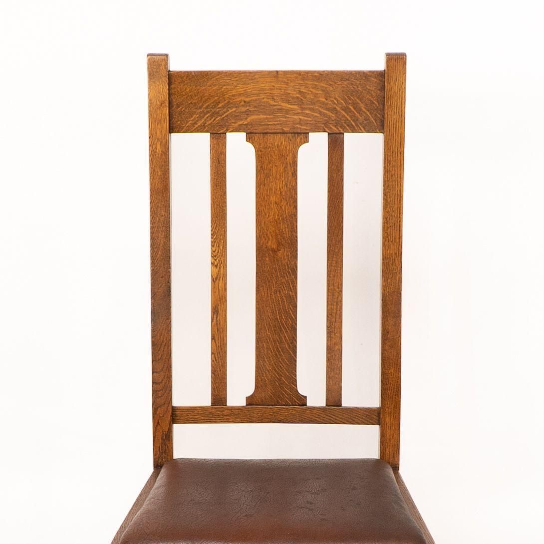 photo for sale A Set Of Four Arts And Crafts Oak Dining Chairs With Comfortable Shaped Backs