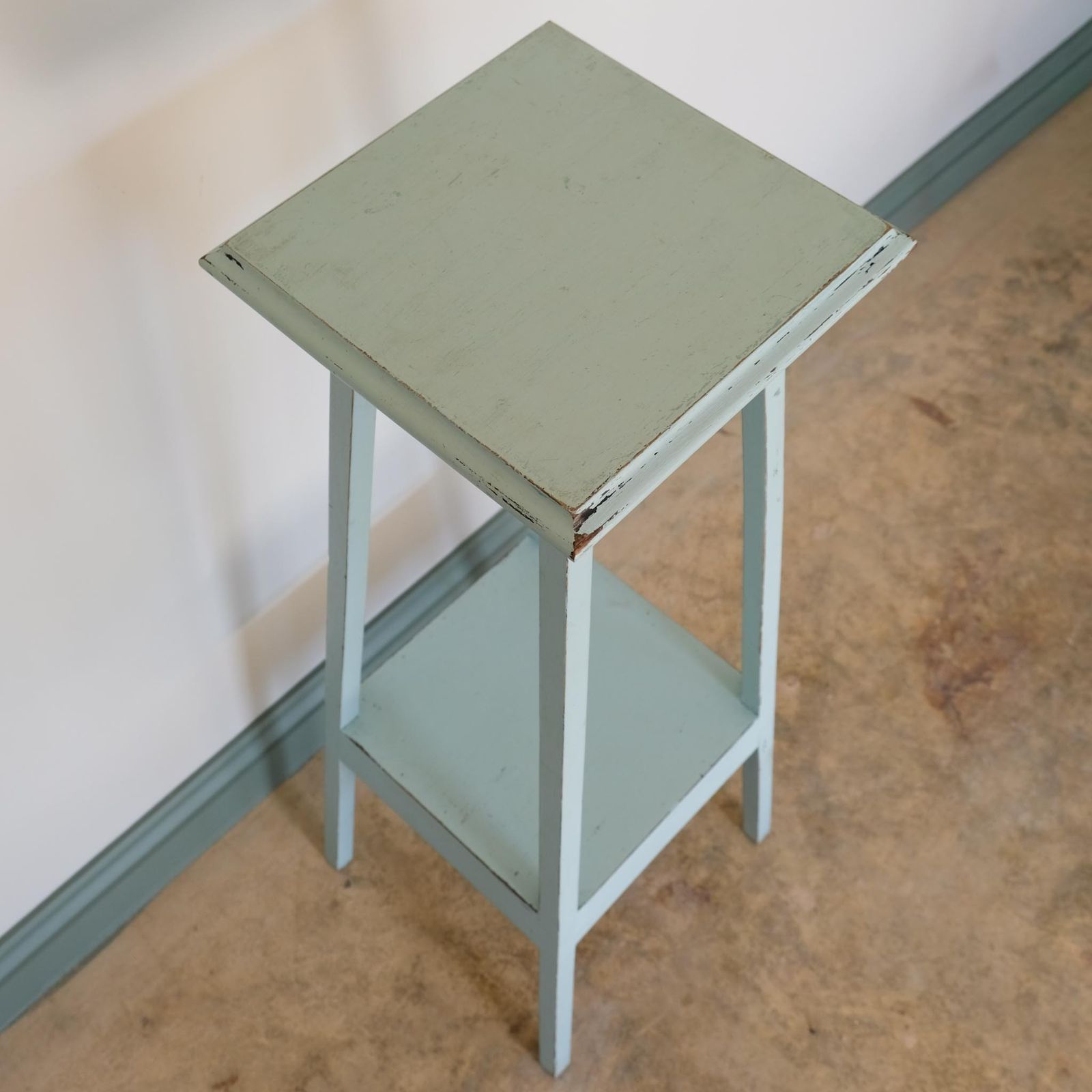 Vintage Blue Painted Jardiniere / Plant Stand photo for sale