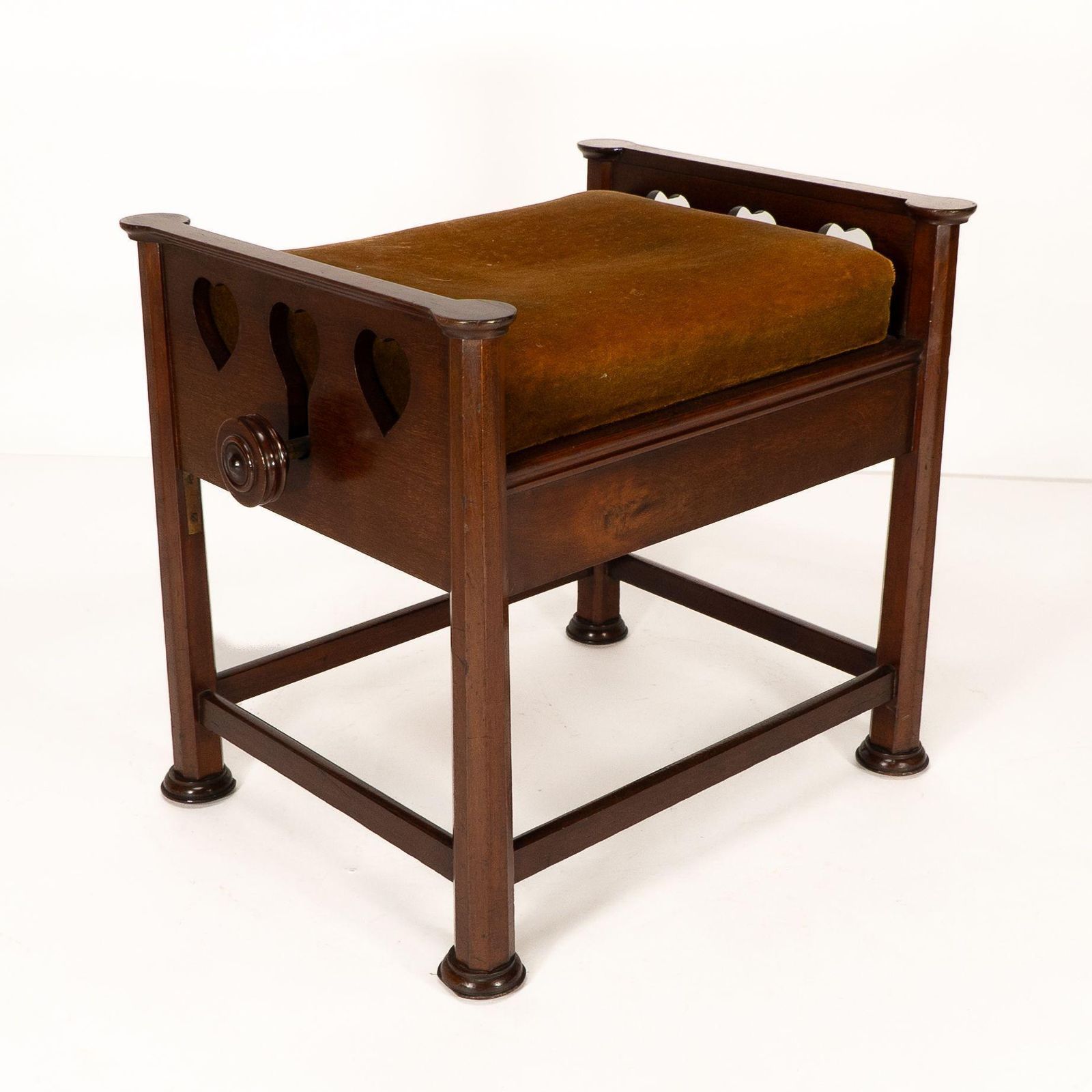 J S Henry In The Style Of Voysey. An Arts & Crafts Walnut Adjustable Piano Stool photo vinterior