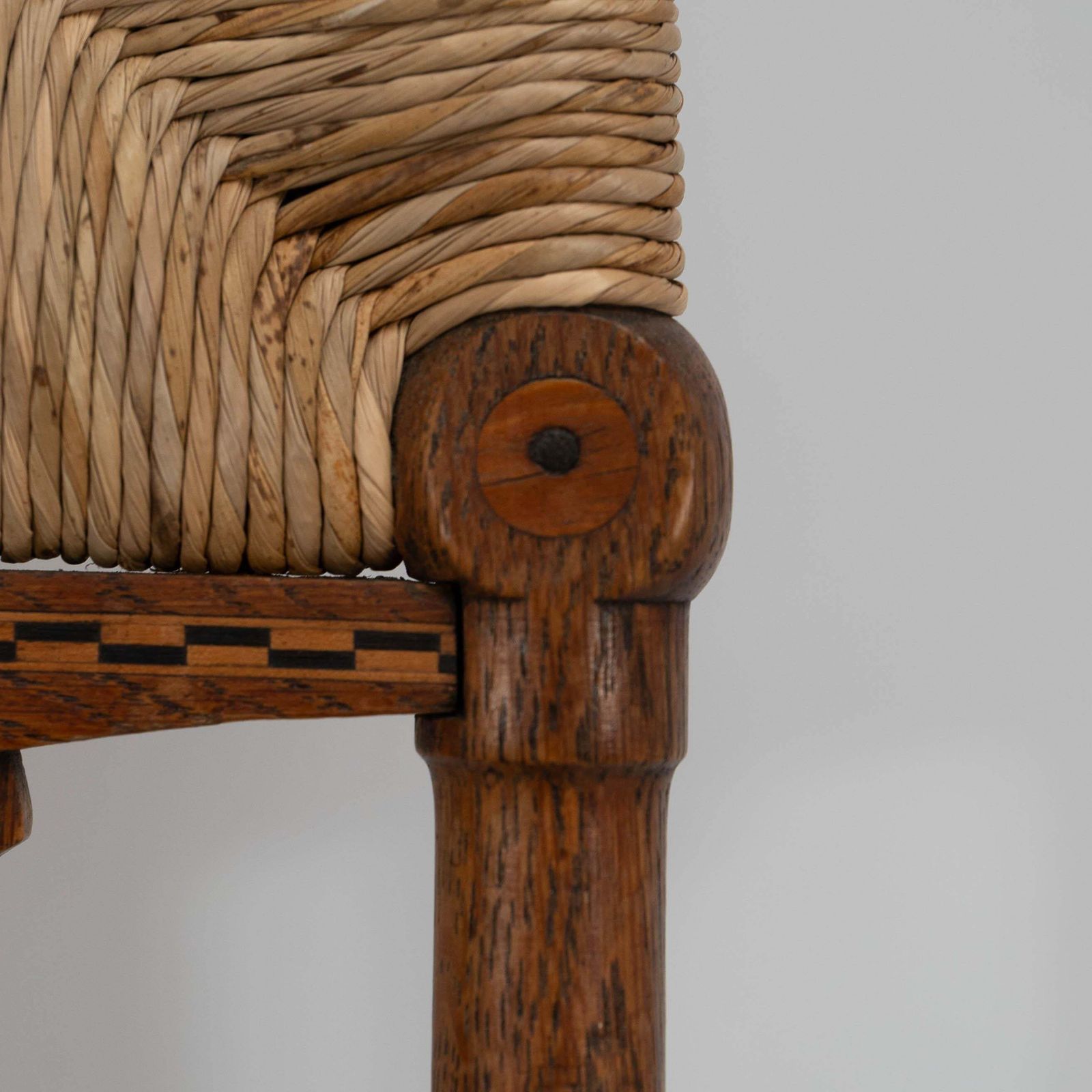 Goodyers Of Regent St. George Walton Style. An Arts & Crafts Inlaid Rush Seat photo vintage