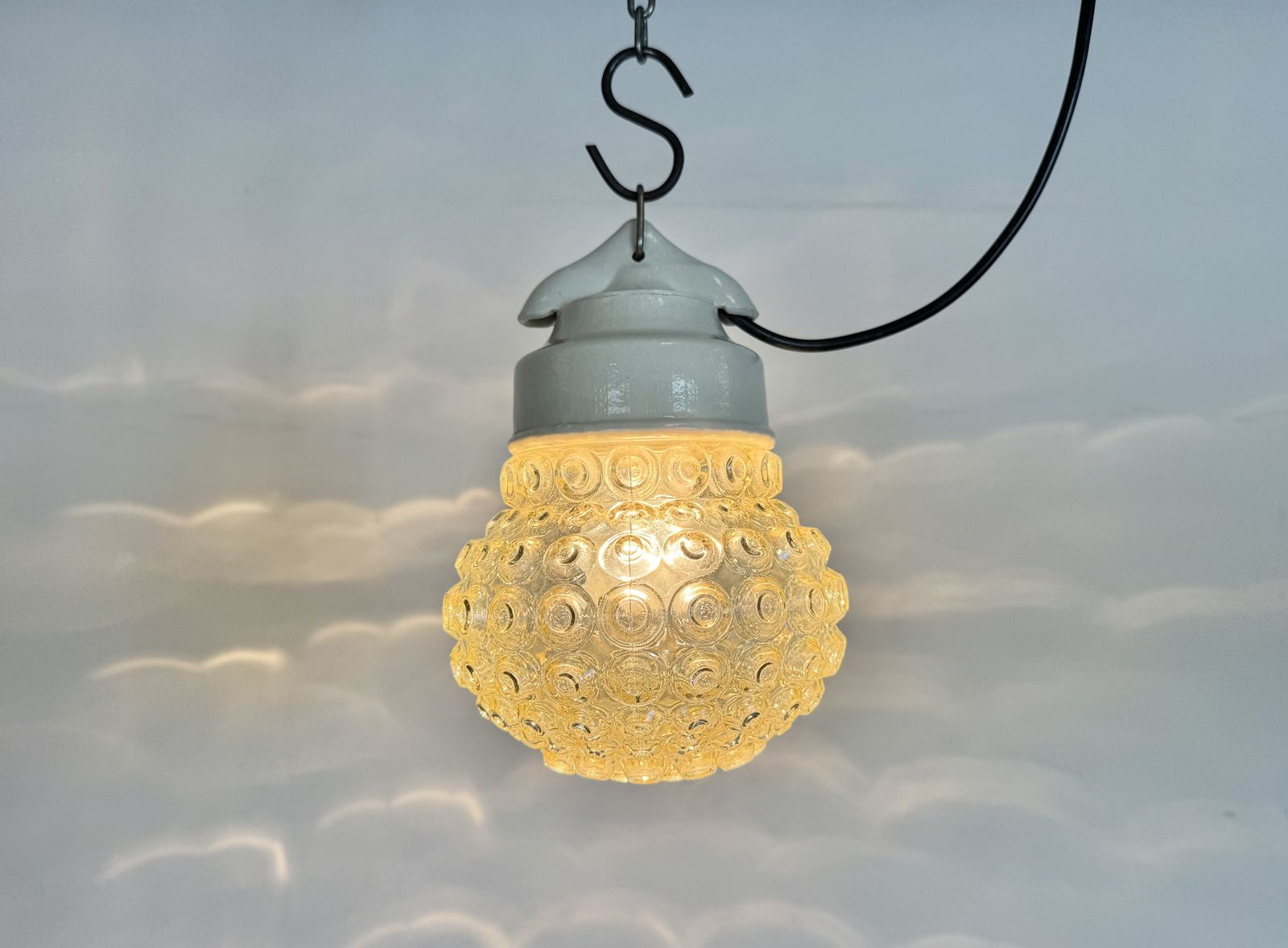 Vintage White Porcelain Pendant Light, 1970s, 2x photo Lighting