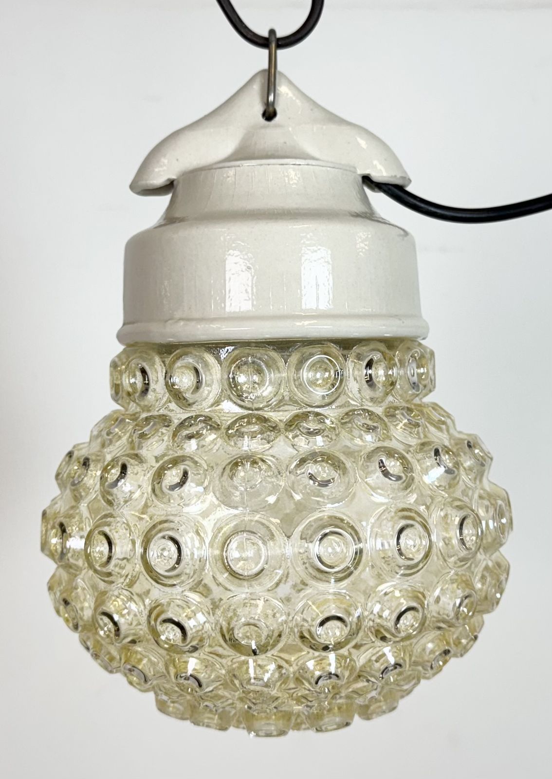 Vintage White Porcelain Pendant Light, 1970s, 2x photo vinterior