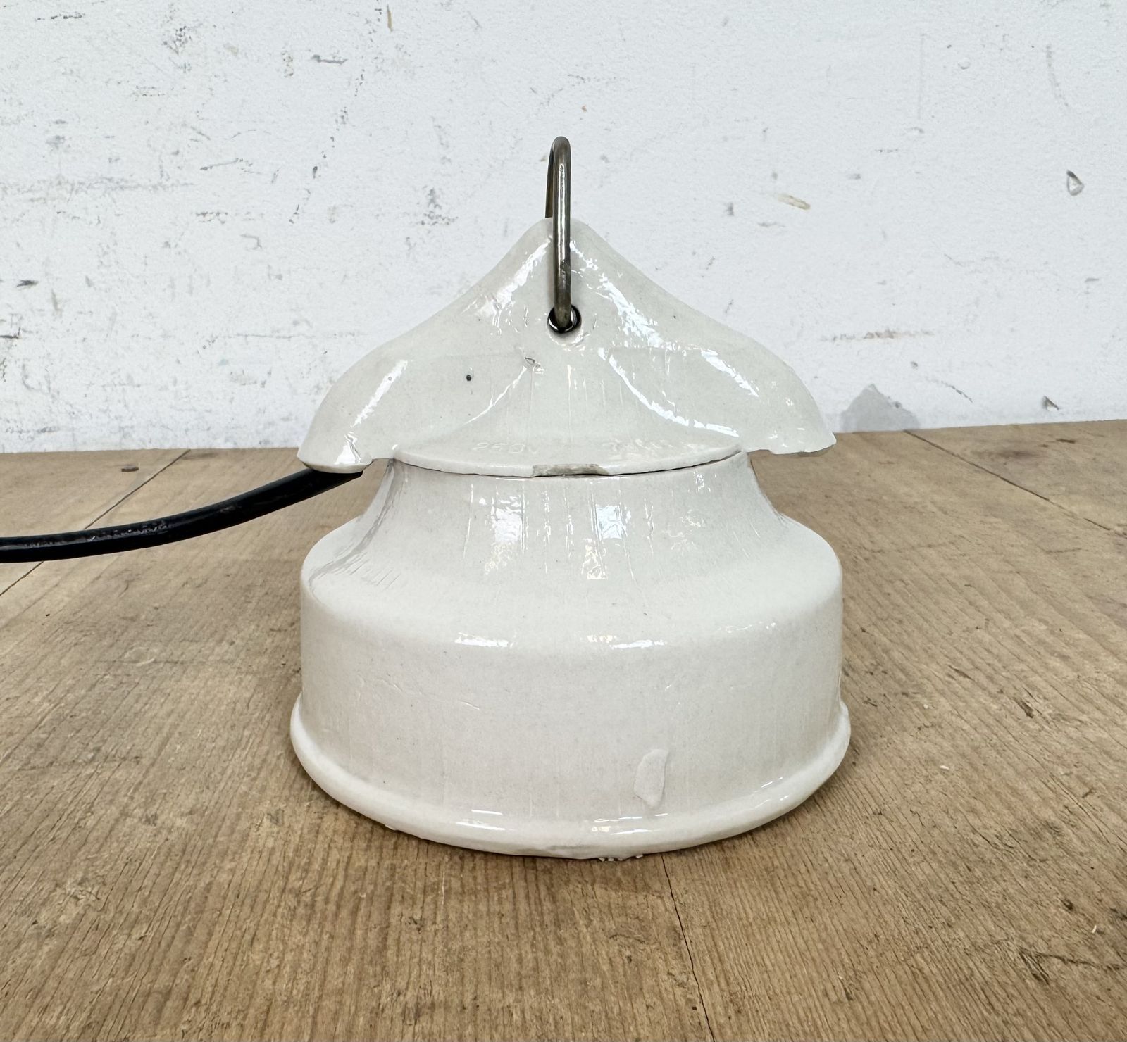 149.0 Vintage White Porcelain Pendant Light, 1970s, 2x photo