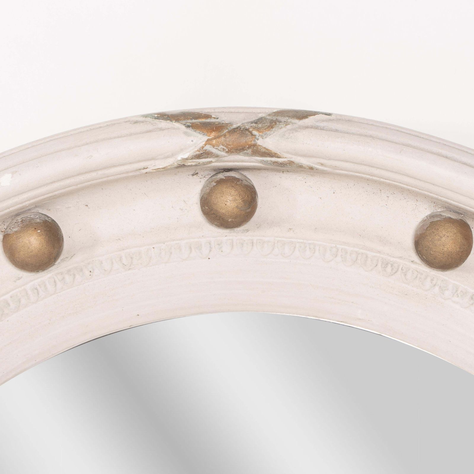 A Regency Style Circular Convex Mirror With Ball And Ribbon Decoration photo vinterior
