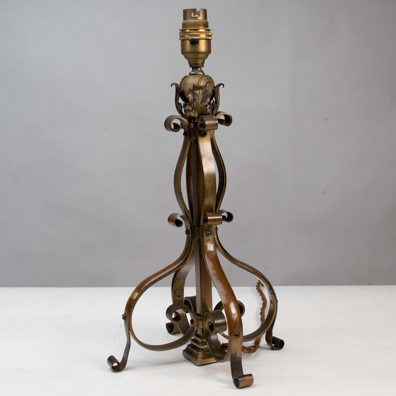 A Pair Of Arts And Crafts Brass Table Lamps Or Post Lamps photo Lighting