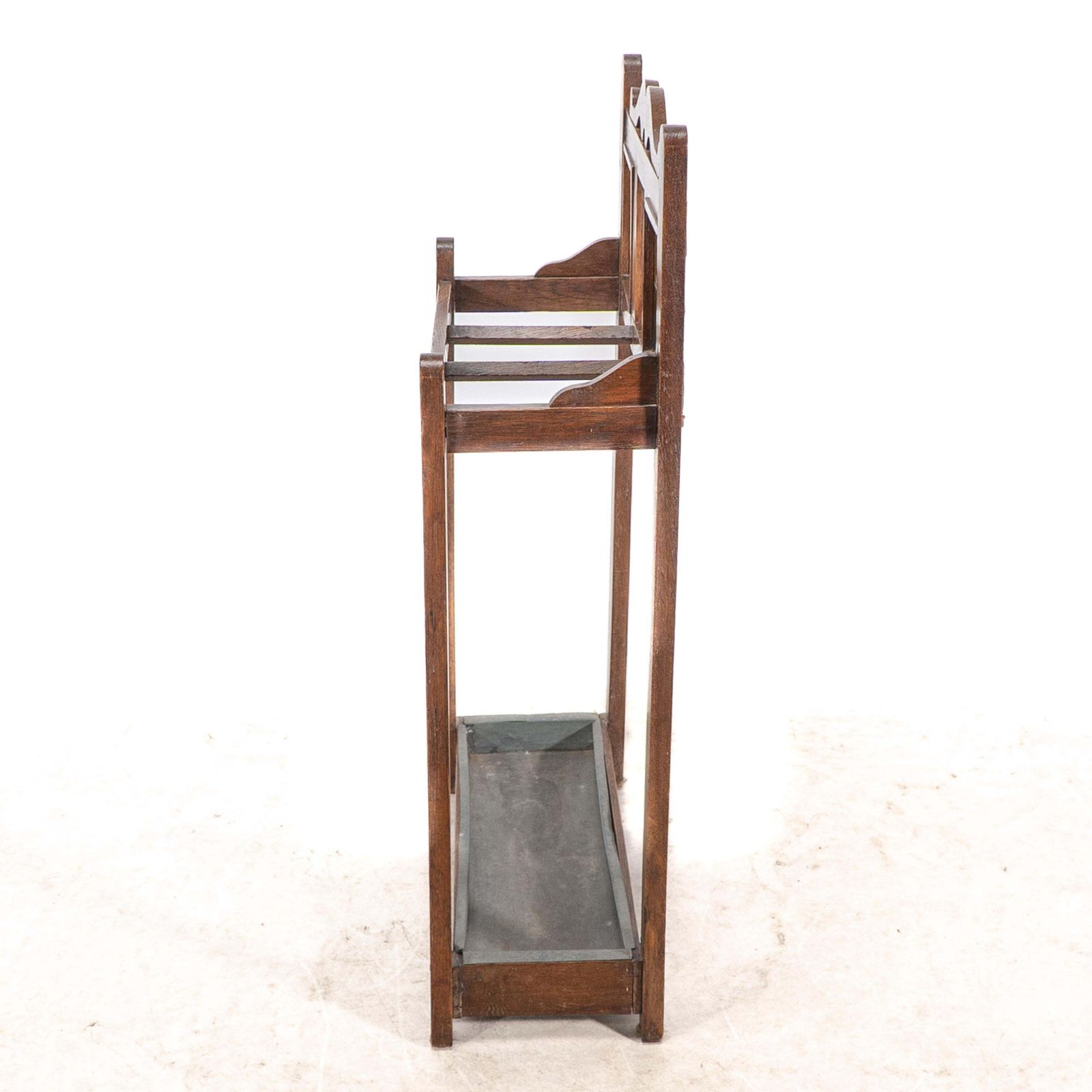 An Arts & Crafts Oak Umbrella & Stick Stand With Original Green & Mustard Tiles photo vinterior