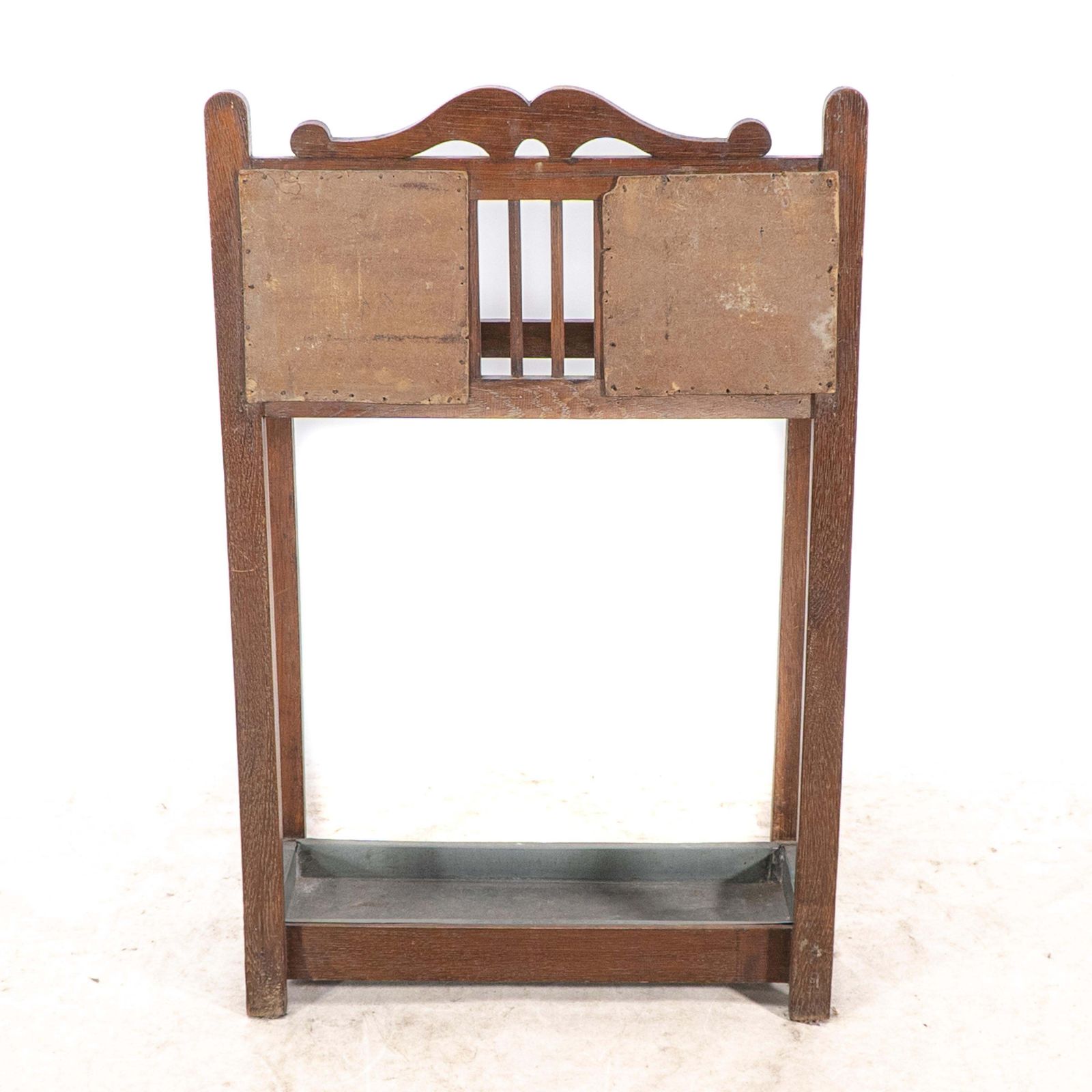 photo buy An Arts & Crafts Oak Umbrella & Stick Stand With Original Green & Mustard Tiles