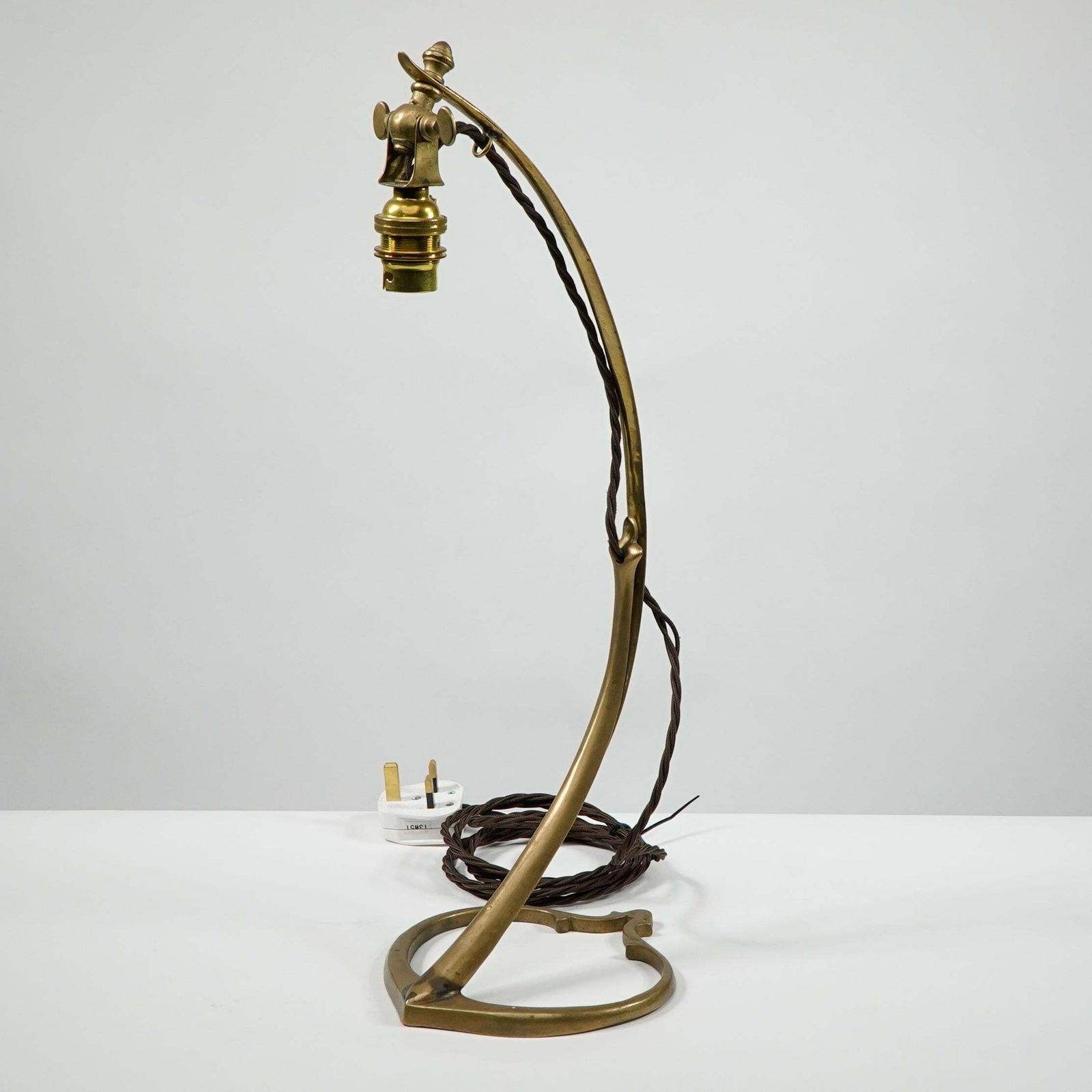 Was Benson. A Pair Of Tall Swan Necked Table Lamps With Heart Shaped Base photo for sale