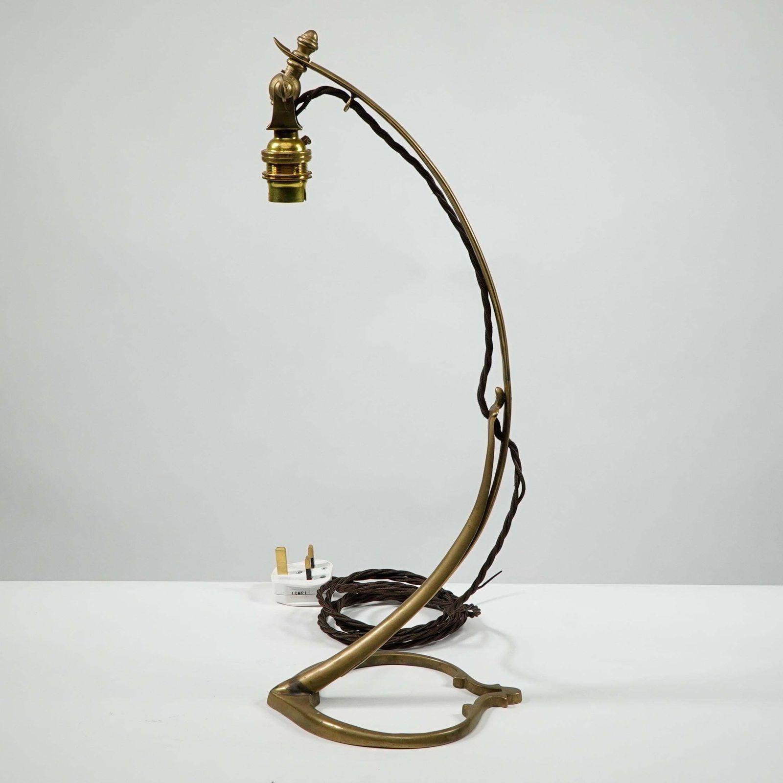 Was Benson. A Pair Of Tall Swan Necked Table Lamps With Heart Shaped Base photo Lighting