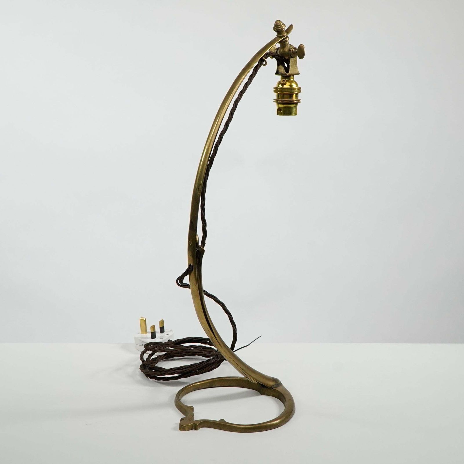Was Benson. A Pair Of Tall Swan Necked Table Lamps With Heart Shaped Base photo vintage