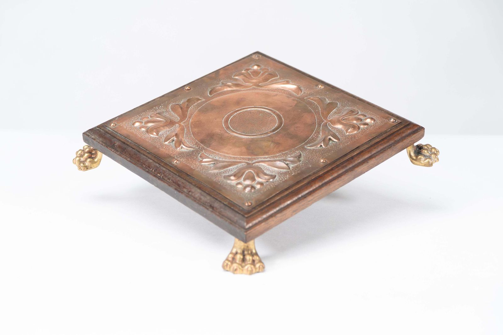 Benham & Froud Attri. An Arts & Crafts Copper And Oak Teapot Stand Or Trivet photo 561.0