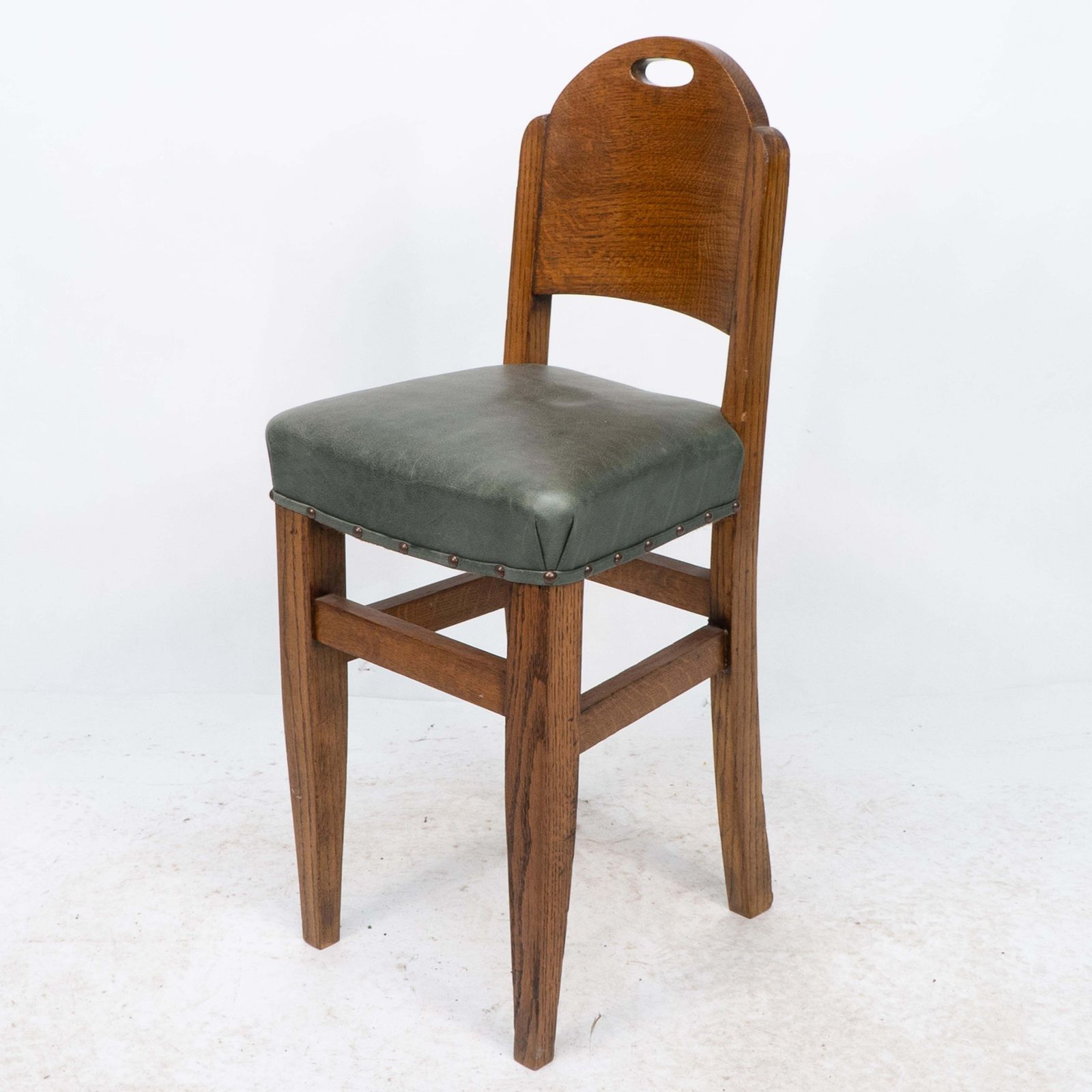 William Birch. An Arts & Crafts High Seat Music Chair With Leather Seat photo for sale