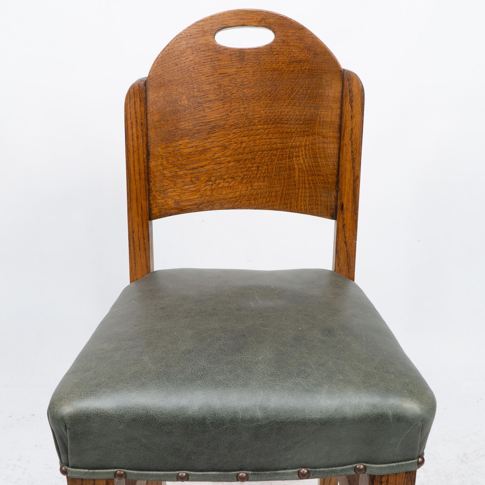 William Birch. An Arts & Crafts High Seat Music Chair With Leather Seat photo vinterior