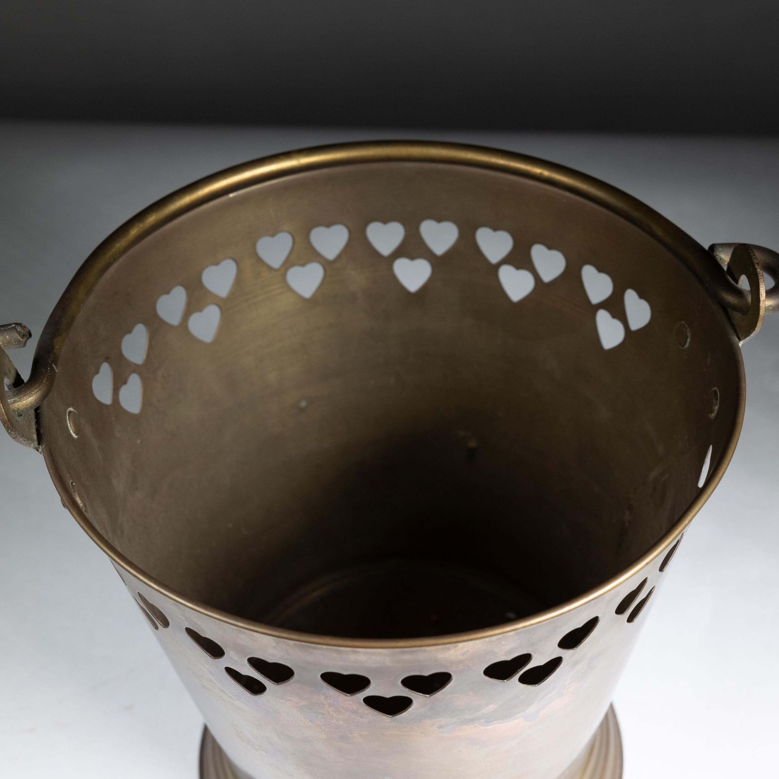photo vinterior An Arts & Crafts Brass Champagne Bucket With Pierced Voysey Style Heart Decor