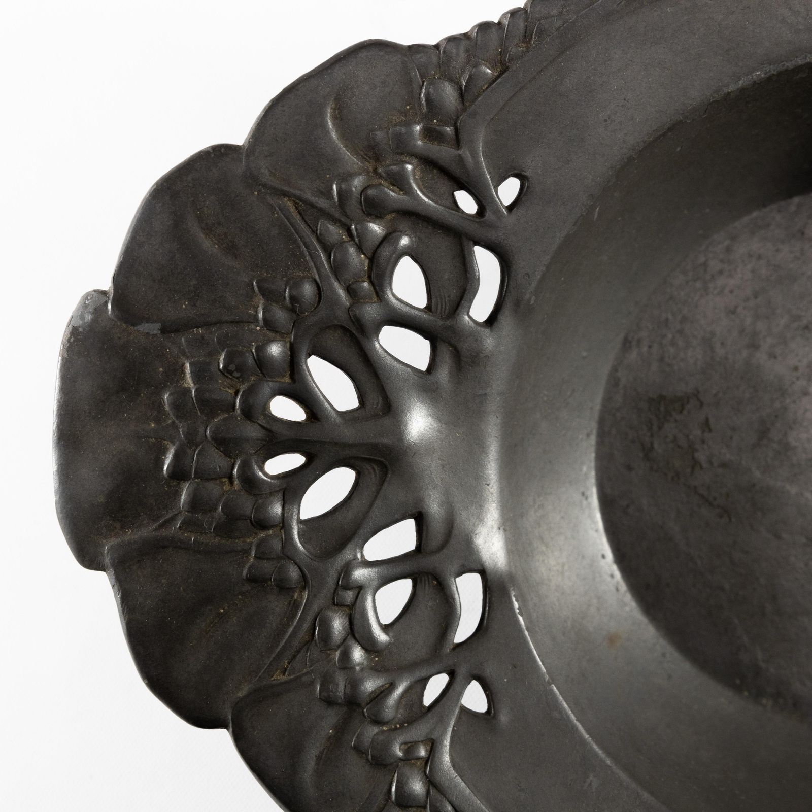 photo for sale Urania. An Art Nouveau Pewter Fruit Bowl With A Loop Handle Floral Decoration