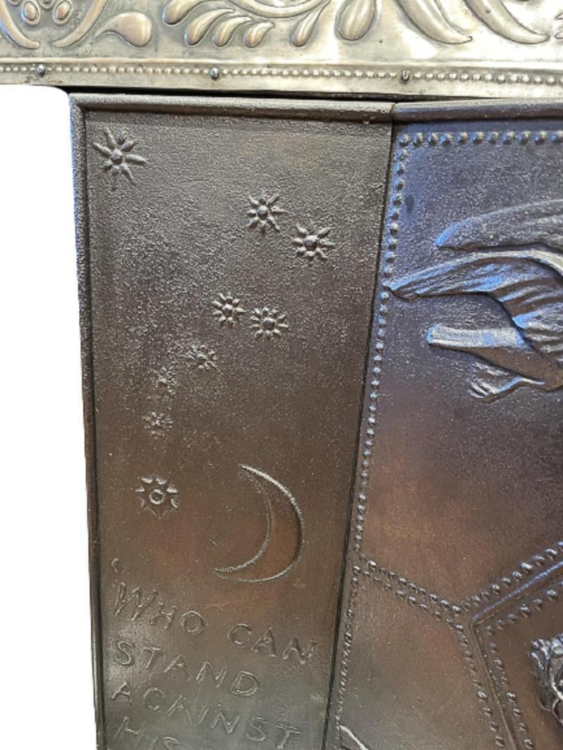 George Jack. Arts & Crafts Cast Iron Plated Copper & Cipollino Marble Fireplace photo buy