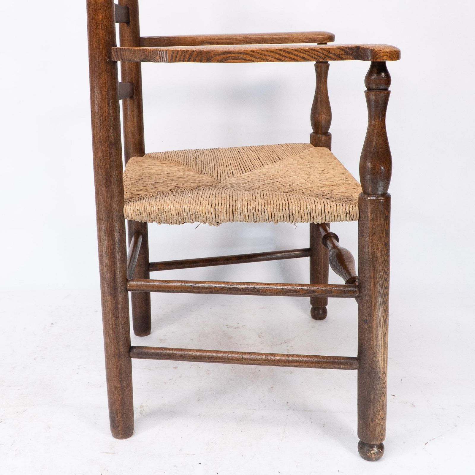 Furniture C R Ashbee Attr. An Arts & Crafts Oak Ladder Back Armchair With Re Rushed Seat photo