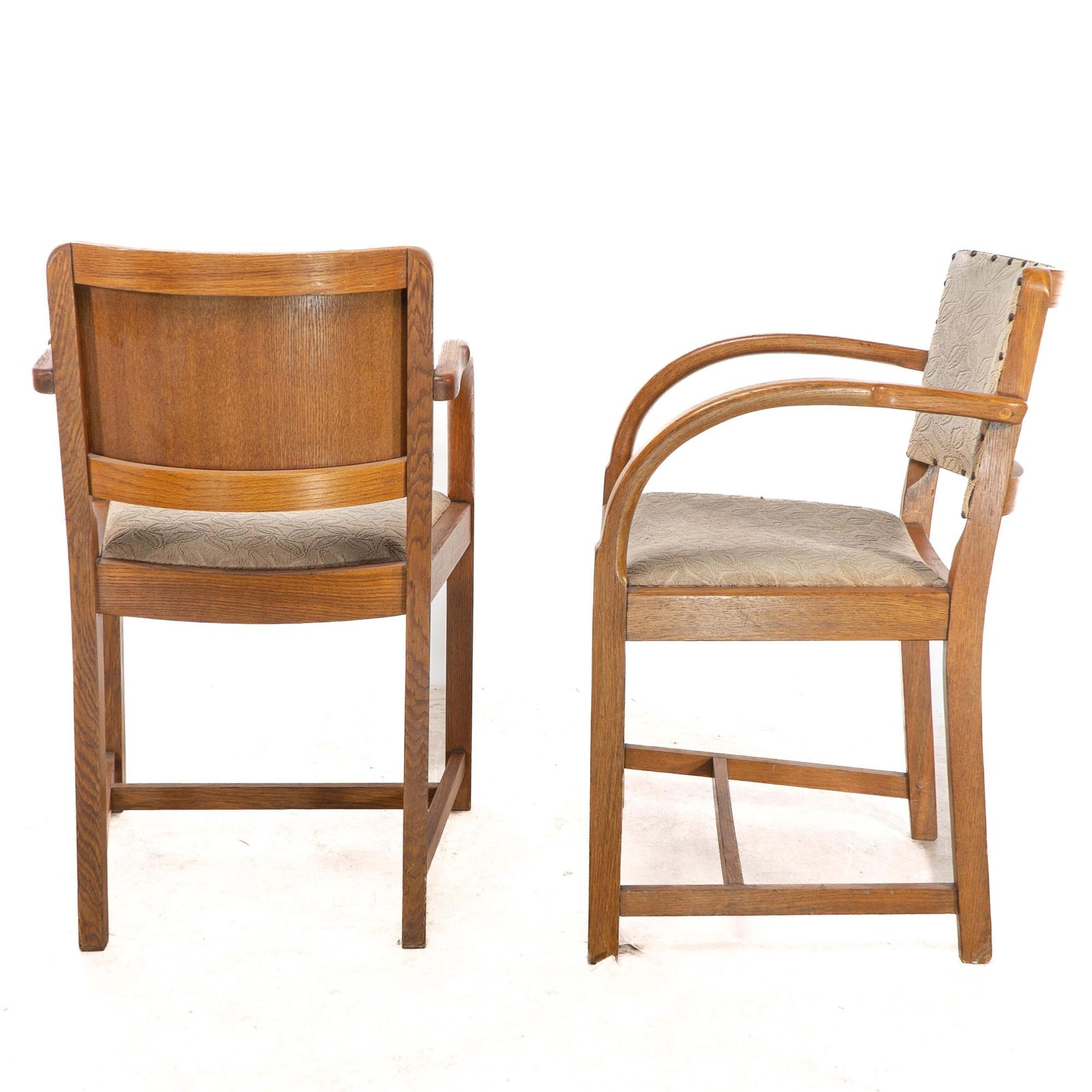 Heals. Four Art Deco Oak Armchairs With Shaped Backrests & Rounded Arms photo 2447.0