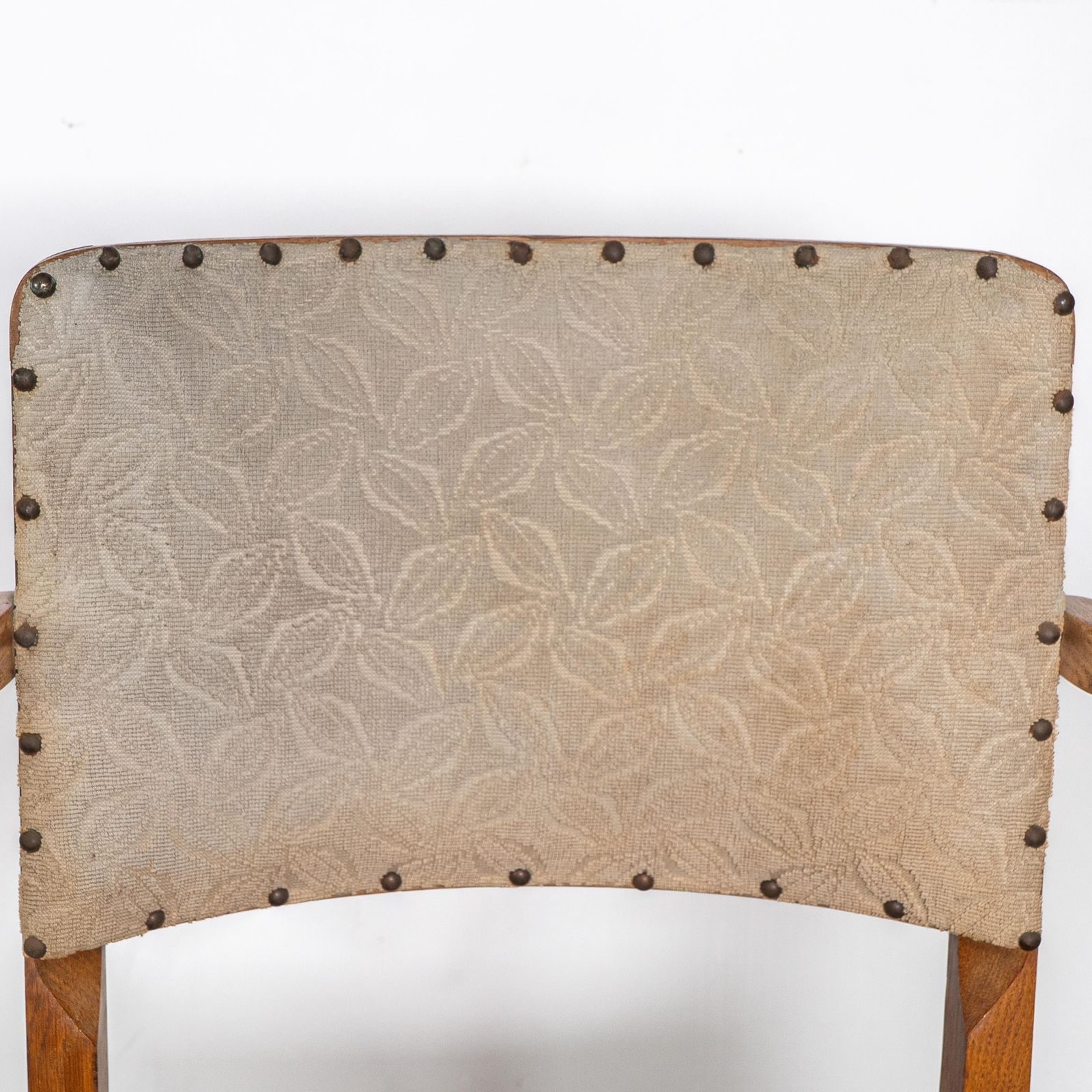 Heals. Four Art Deco Oak Armchairs With Shaped Backrests & Rounded Arms photo vintage