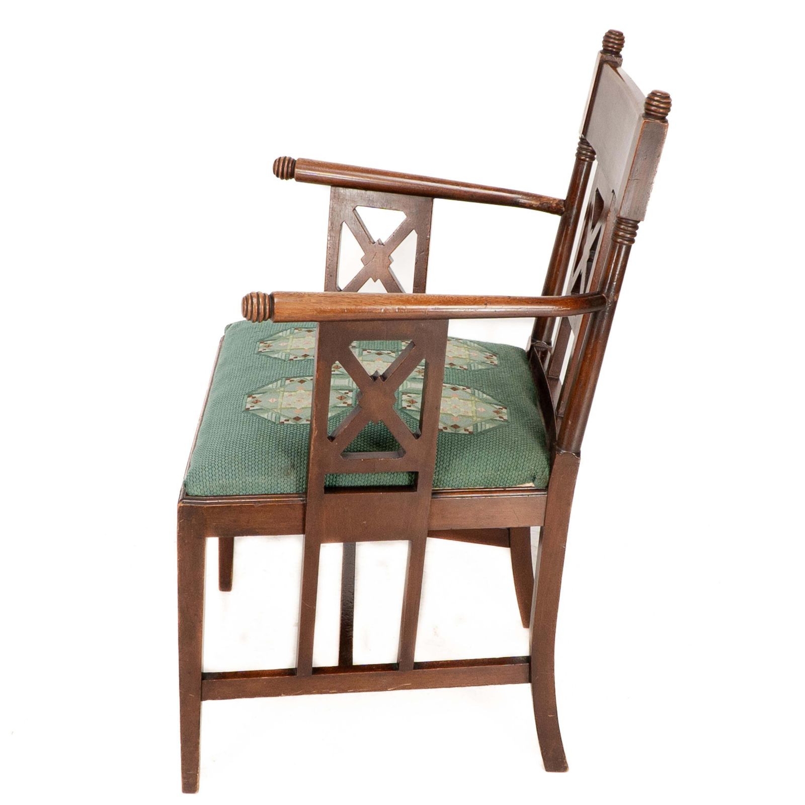 William Birch. An Aesthetic Movement Walnut Armchair With Turned Ball Finials photo 1836.0