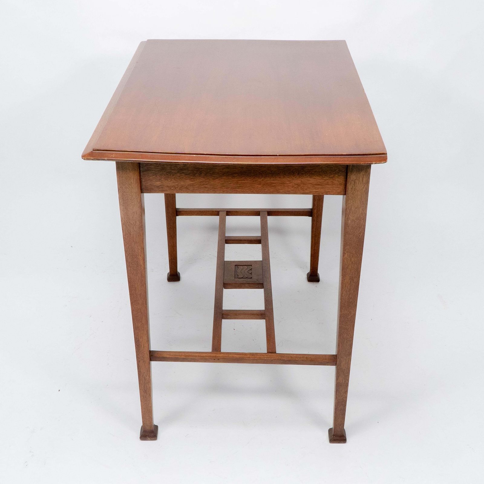 An Arts & Crafts Glasgow School Walnut Side Table W. Moulded Subtly Curving Edge photo vintage