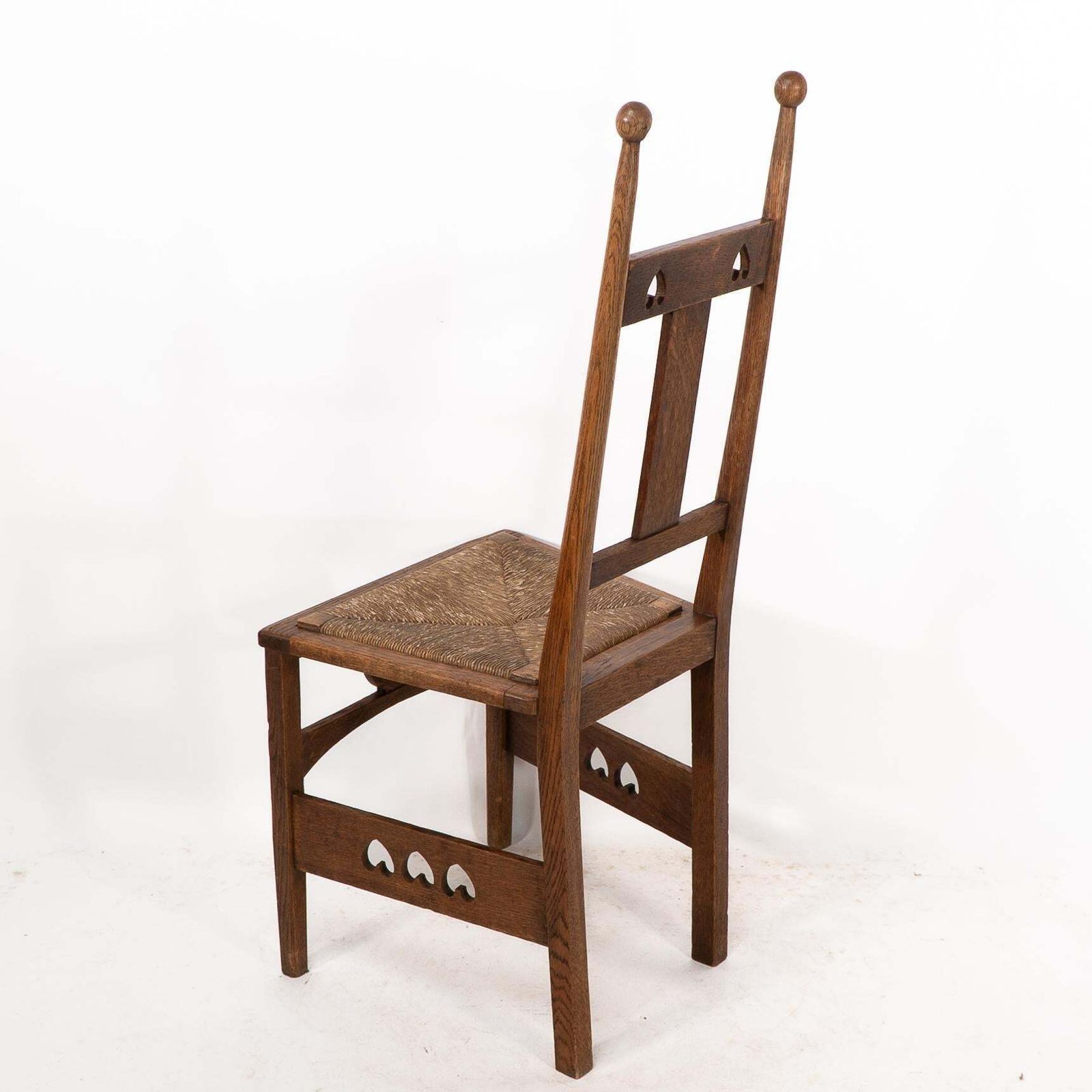 1632.0 Shapland & Petter. An Arts & Crafts Oak Desk Or Side Chair With Pierced Hearts photo