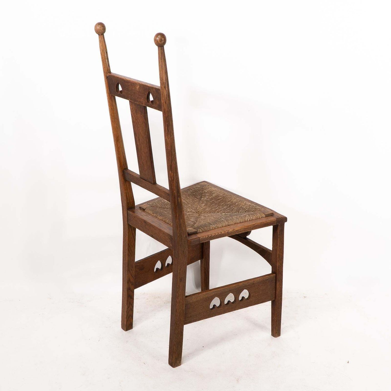 photo buy Shapland & Petter. An Arts & Crafts Oak Desk Or Side Chair With Pierced Hearts