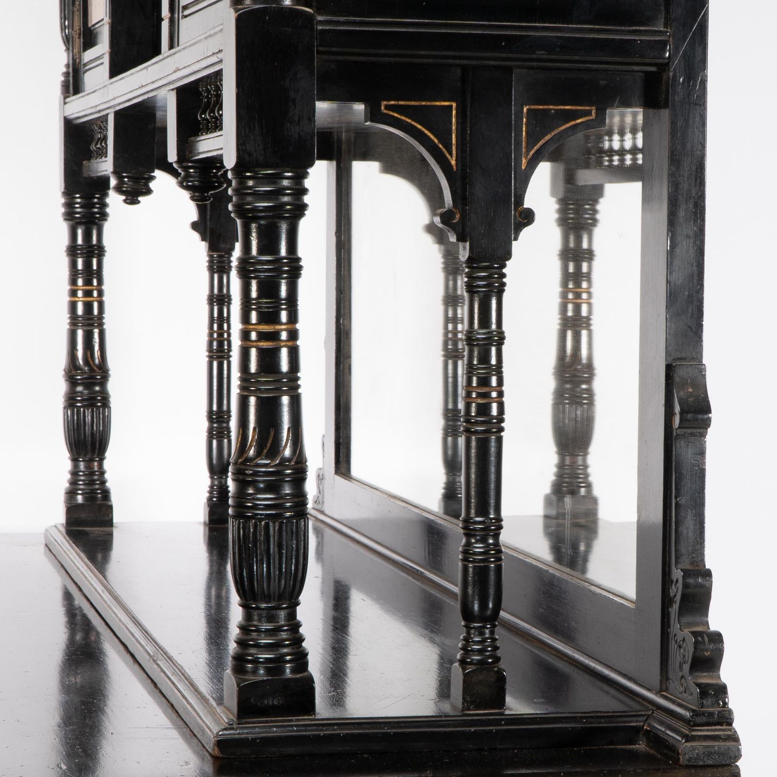 Furniture Gillows. A Fine Aesthetic Movement Side Cabinet With Hand Painted Floral Panels photo