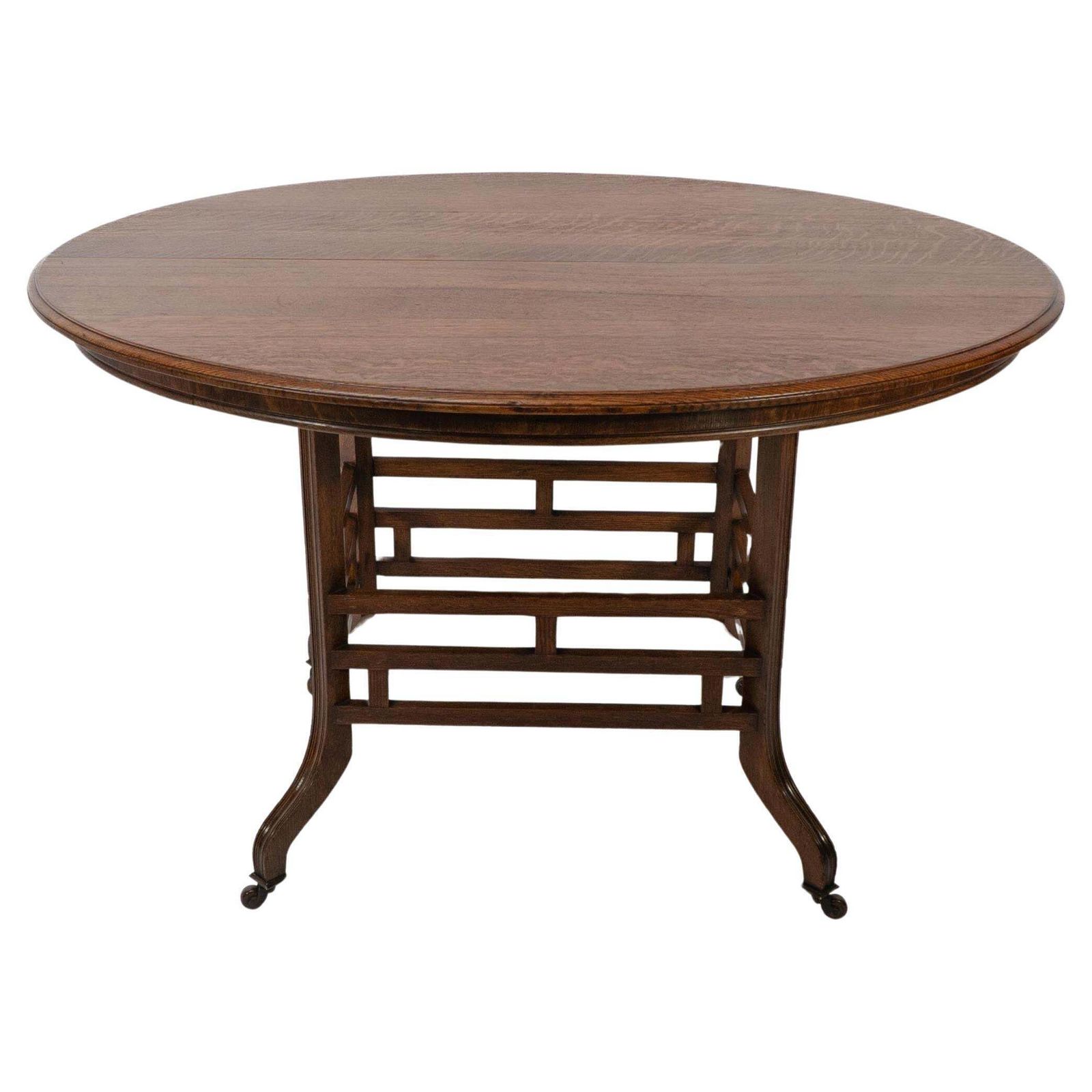 Lambs Of Manchester, Stamped Lambs. A Rare Anglo Japanese Oak Oval Centre Table photo furniture