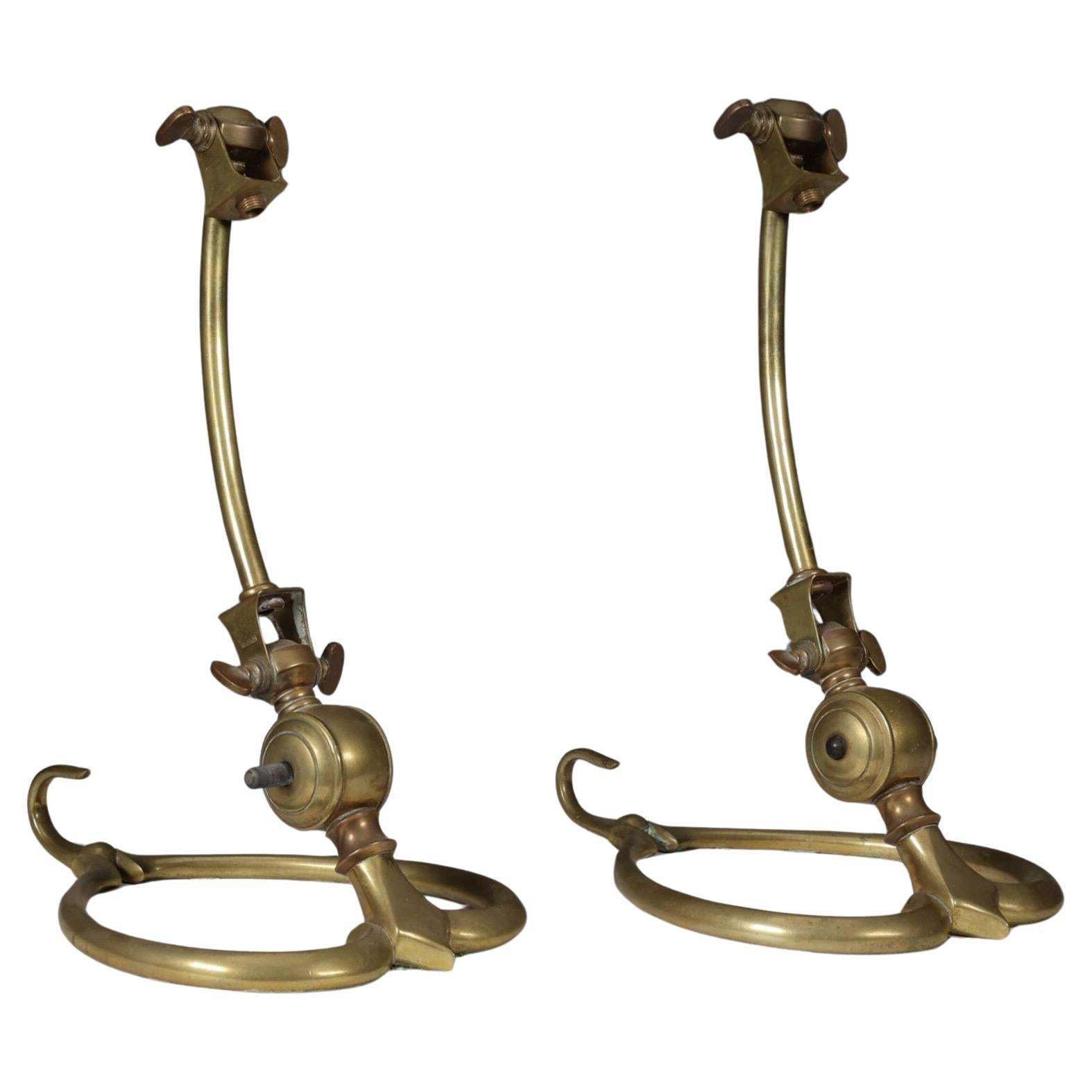 Was Benson. A Pair Of Arts & Crafts Brass Table Lamps With Heart Shaped Bases
