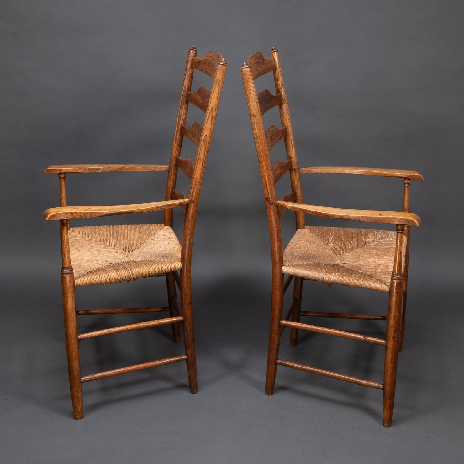 photo vintage Philip Clissett A Fine Set Of Four Early Arts & Crafts Ash Ladder Back Armchairs