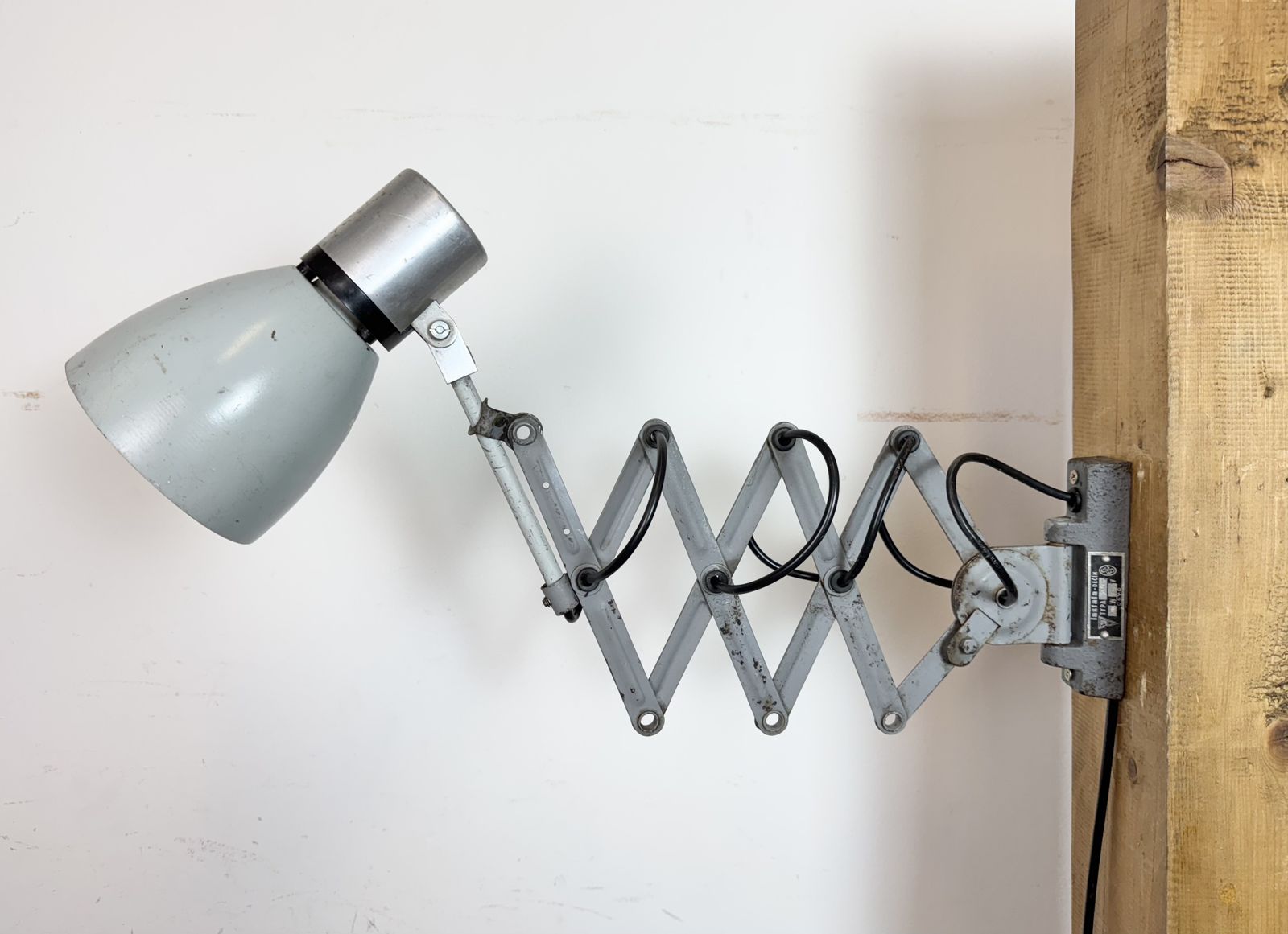Industrial Grey Scissor Wall Lamp, 1960s photo for sale