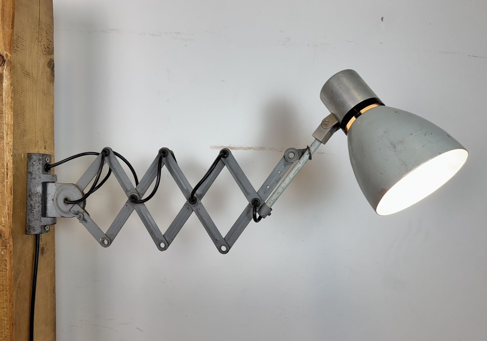 Lighting Industrial Grey Scissor Wall Lamp, 1960s photo