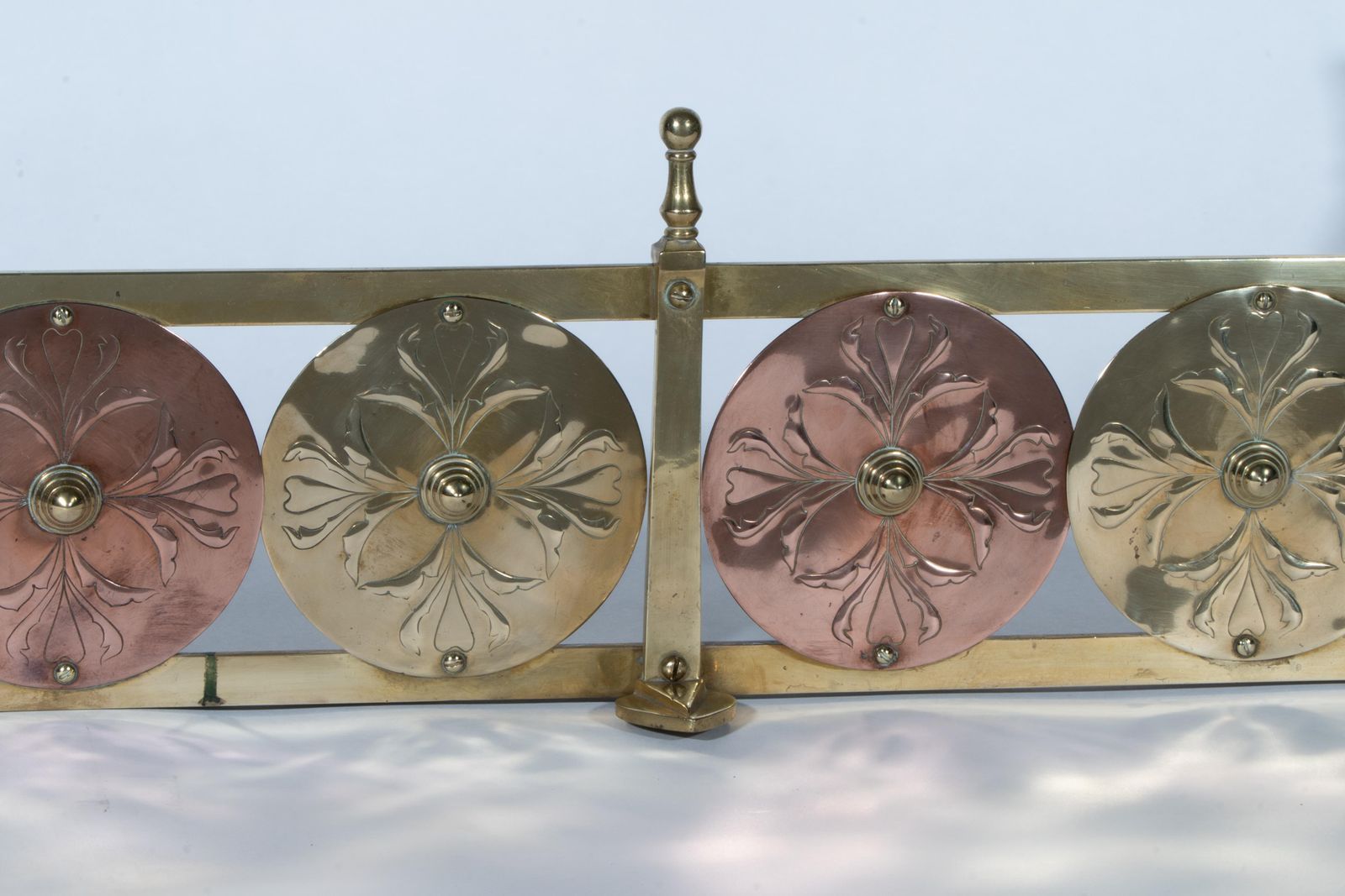 W A S Benson & Heywood Sumner. A Rare Arts & Crafts Brass & Copper Fire Fender. photo vinterior