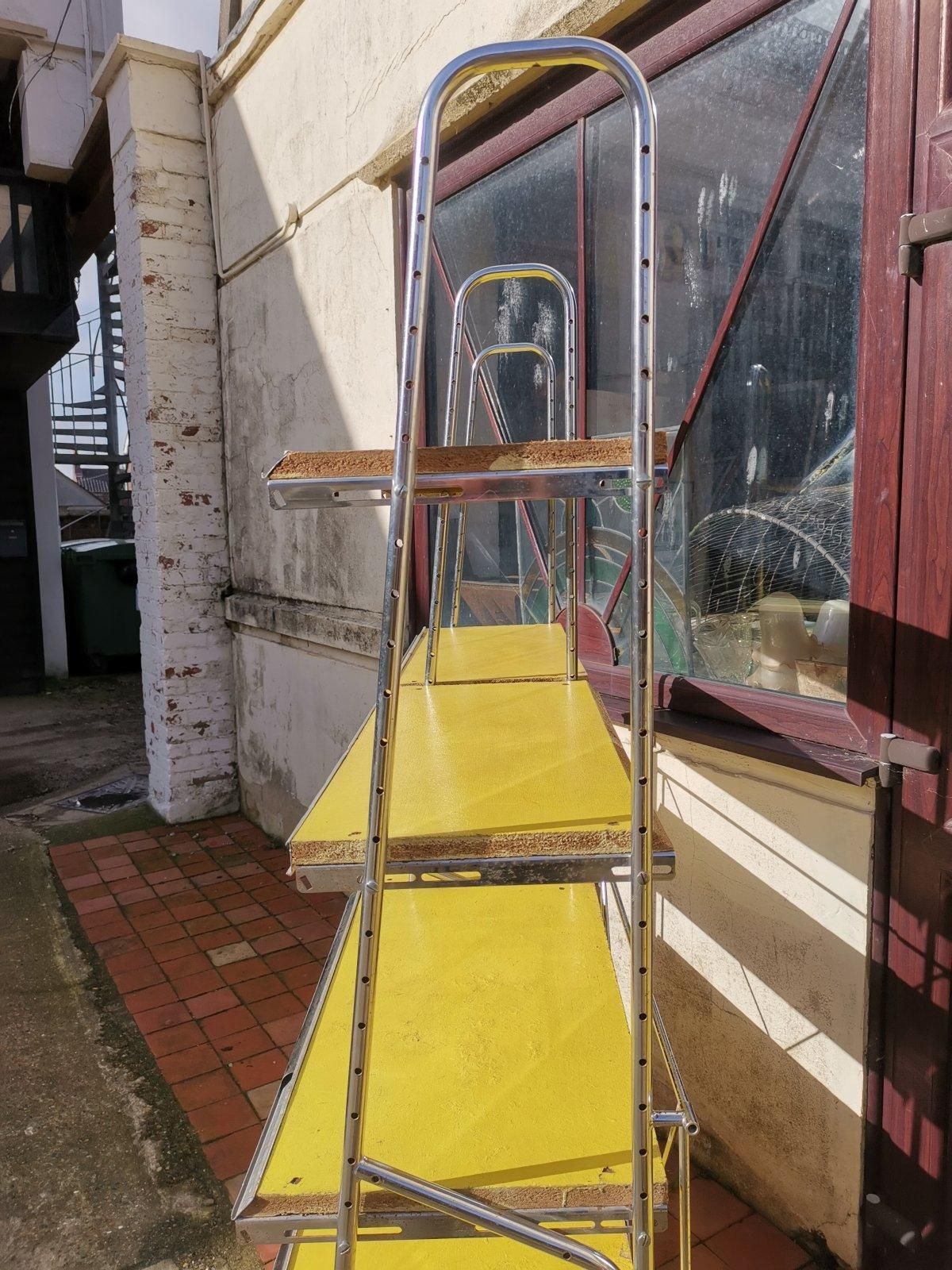 Stylish Midcentury Chrome On Steel Shop Shelving With Braced Back Supports photo vintage
