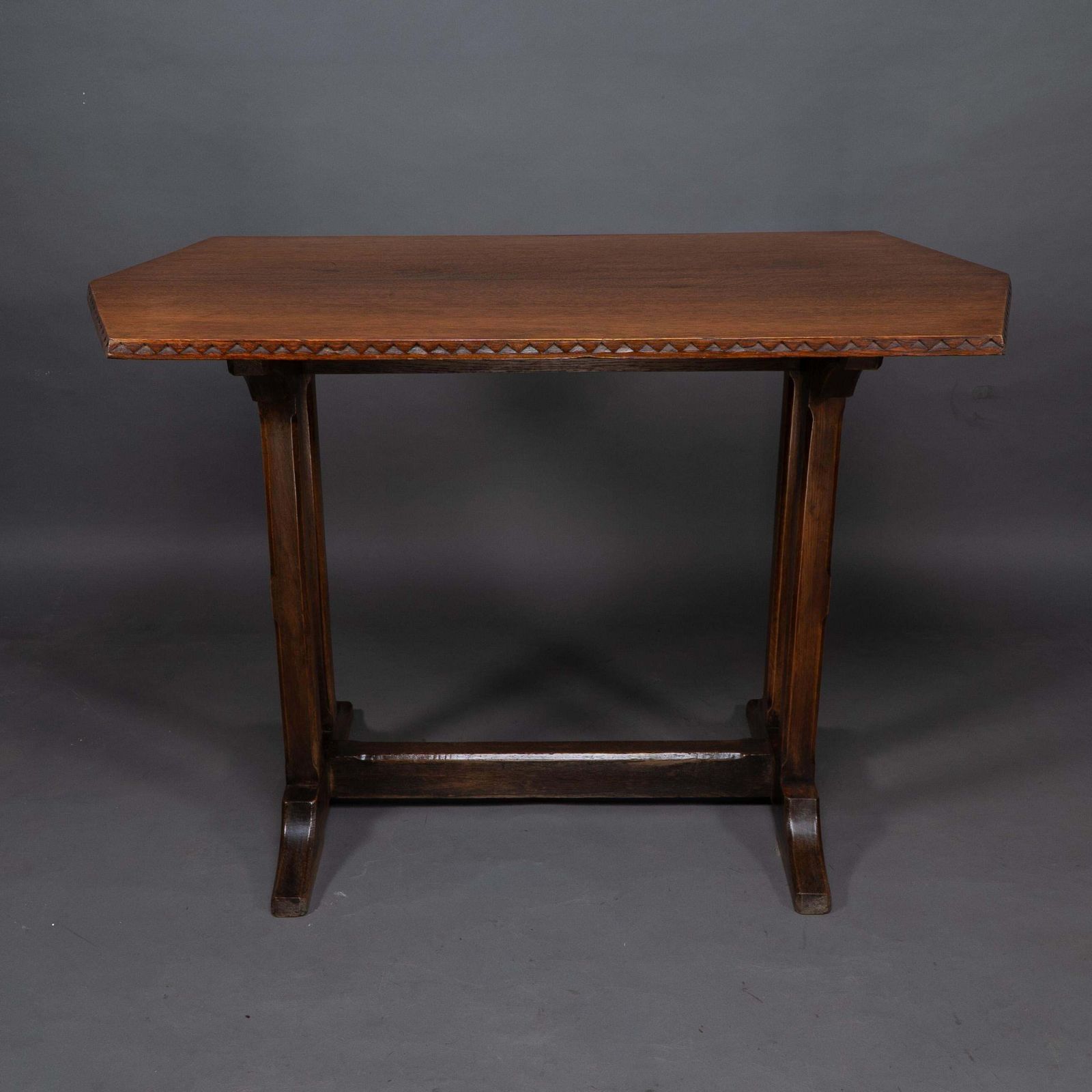 Cotswold Style Oak Refectory Dining Or Library Table With Carved Chevron Details photo furniture
