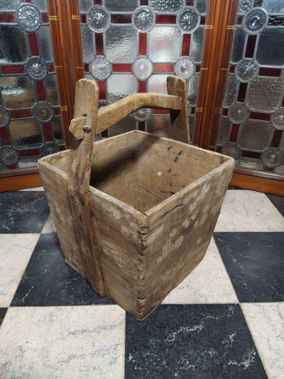 Chinese Antique Wooden Handled Bucket Originally Used To Carry And Measure Rice photo furniture